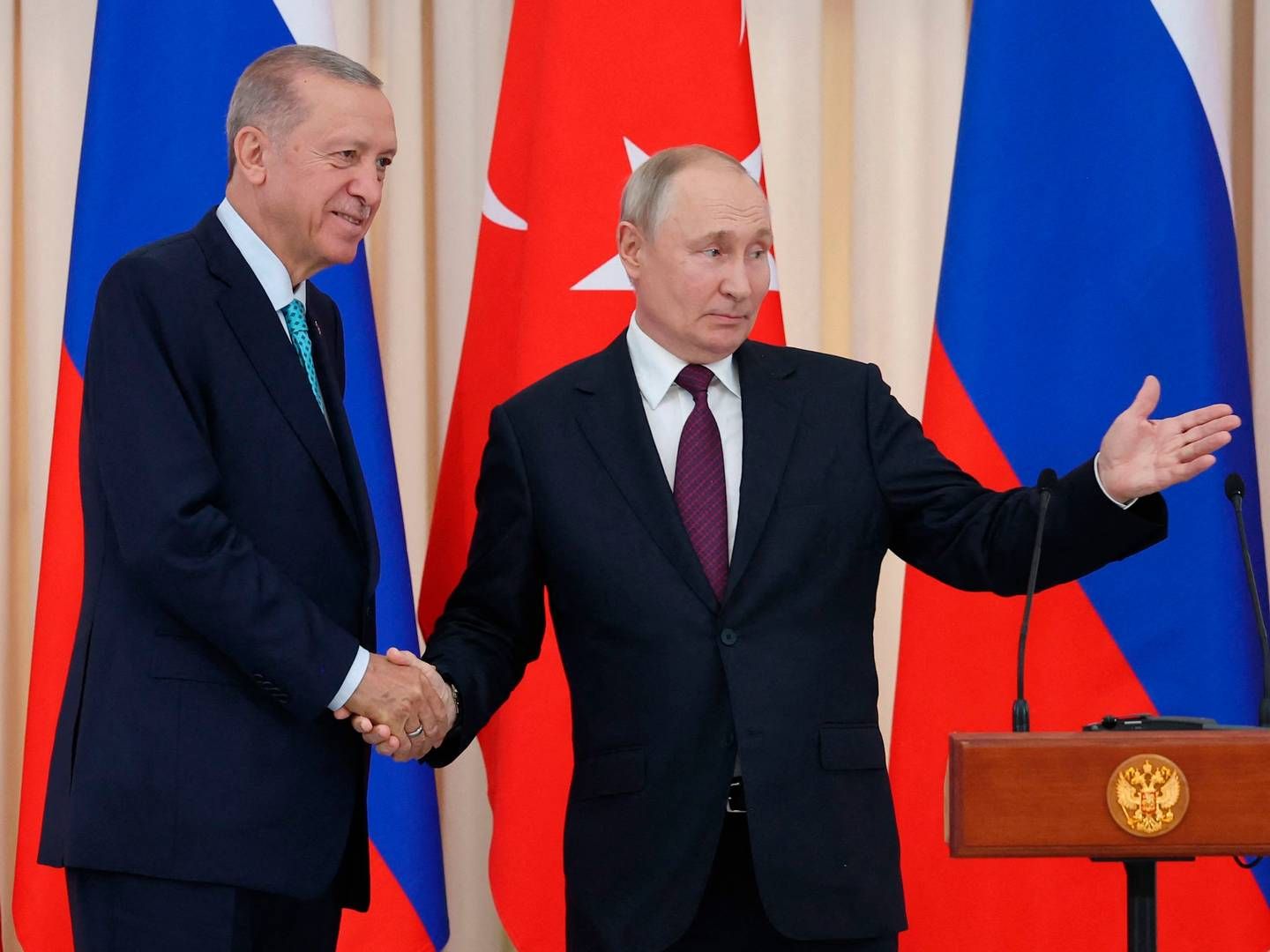 The negotiations between Vladimir Putin and Recep Tayyip Erdogan ended without a renewal of the grain agreement. | Foto: Murat Cetin Muhurdar/AFP/Ritzau Scanpix