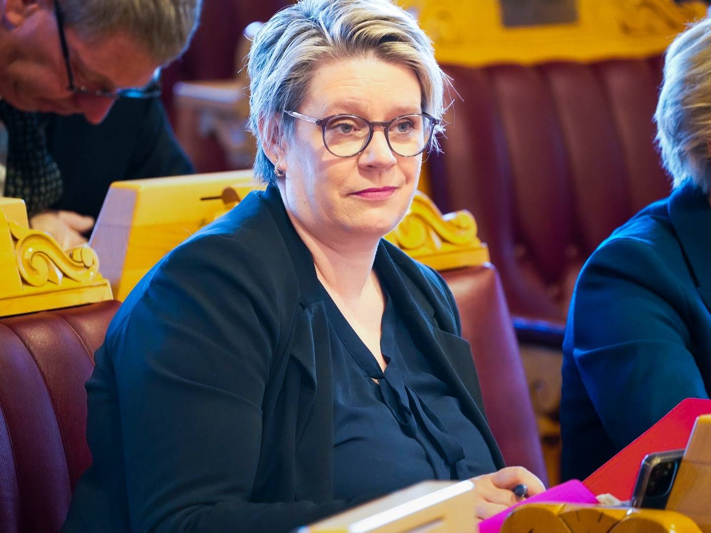 HABILITETSVURDERING: Arbeids- og inkluderingsminister Marte Mjøs Persen (AP) under en muntlig spørretime i stortinget i april.