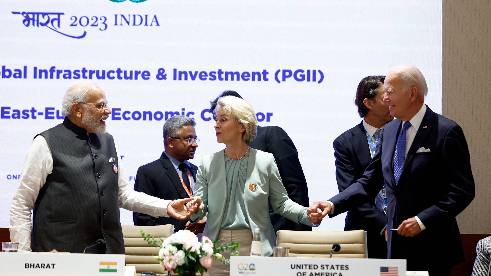 USA's præsident Joe Biden, Indiens premierminister Narendra Modi og EU-præsident Ursula von der Leyen til G20-topmøde i Indien i weekenden. | Foto: Evelyn Hockstein/Reuters/Ritzau Scanpix