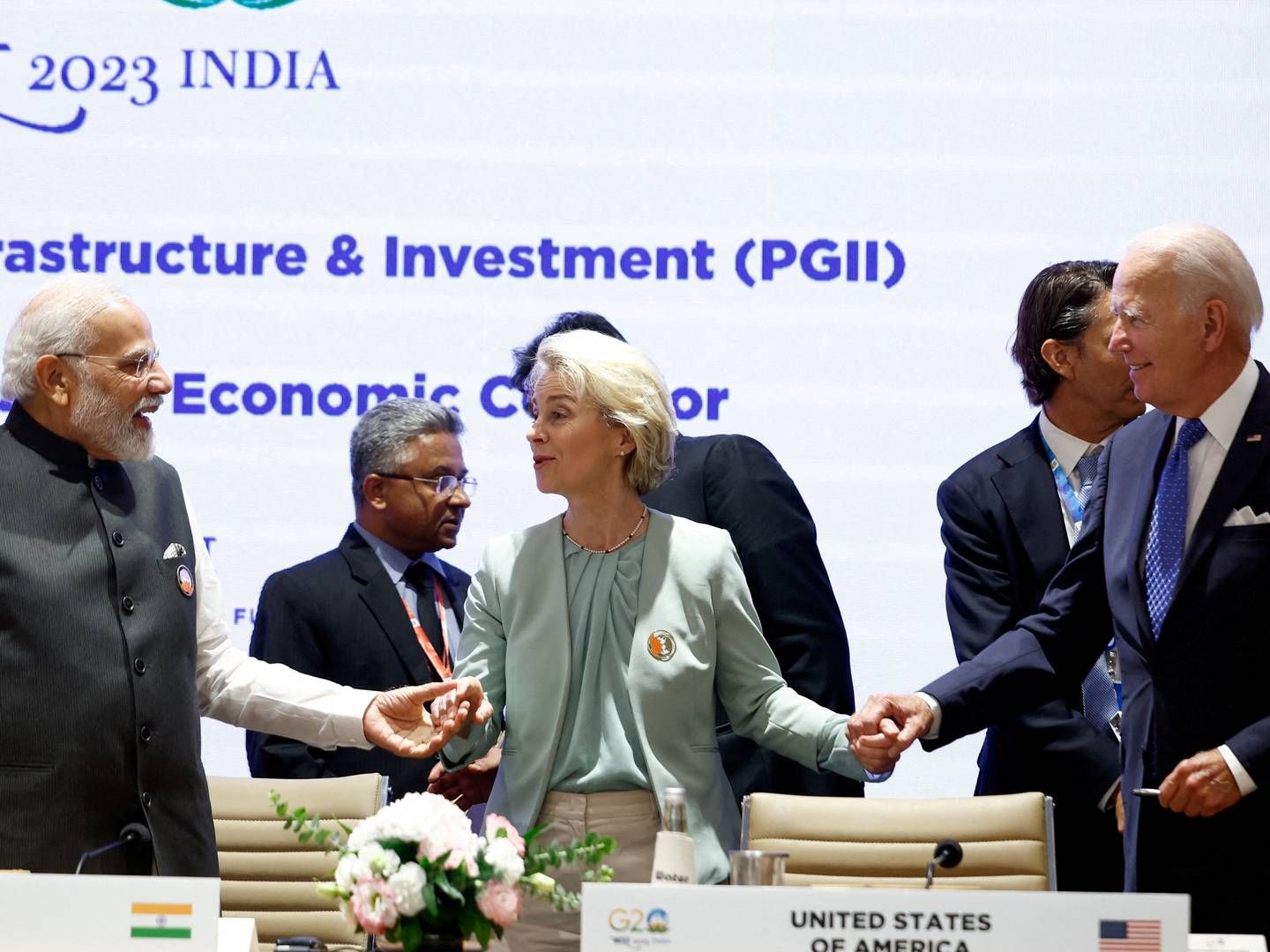 USA's præsident Joe Biden, Indiens premierminister Narendra Modi og EU-præsident Ursula von der Leyen til G20-topmøde i Indien i weekenden. | Foto: Evelyn Hockstein/Reuters/Ritzau Scanpix