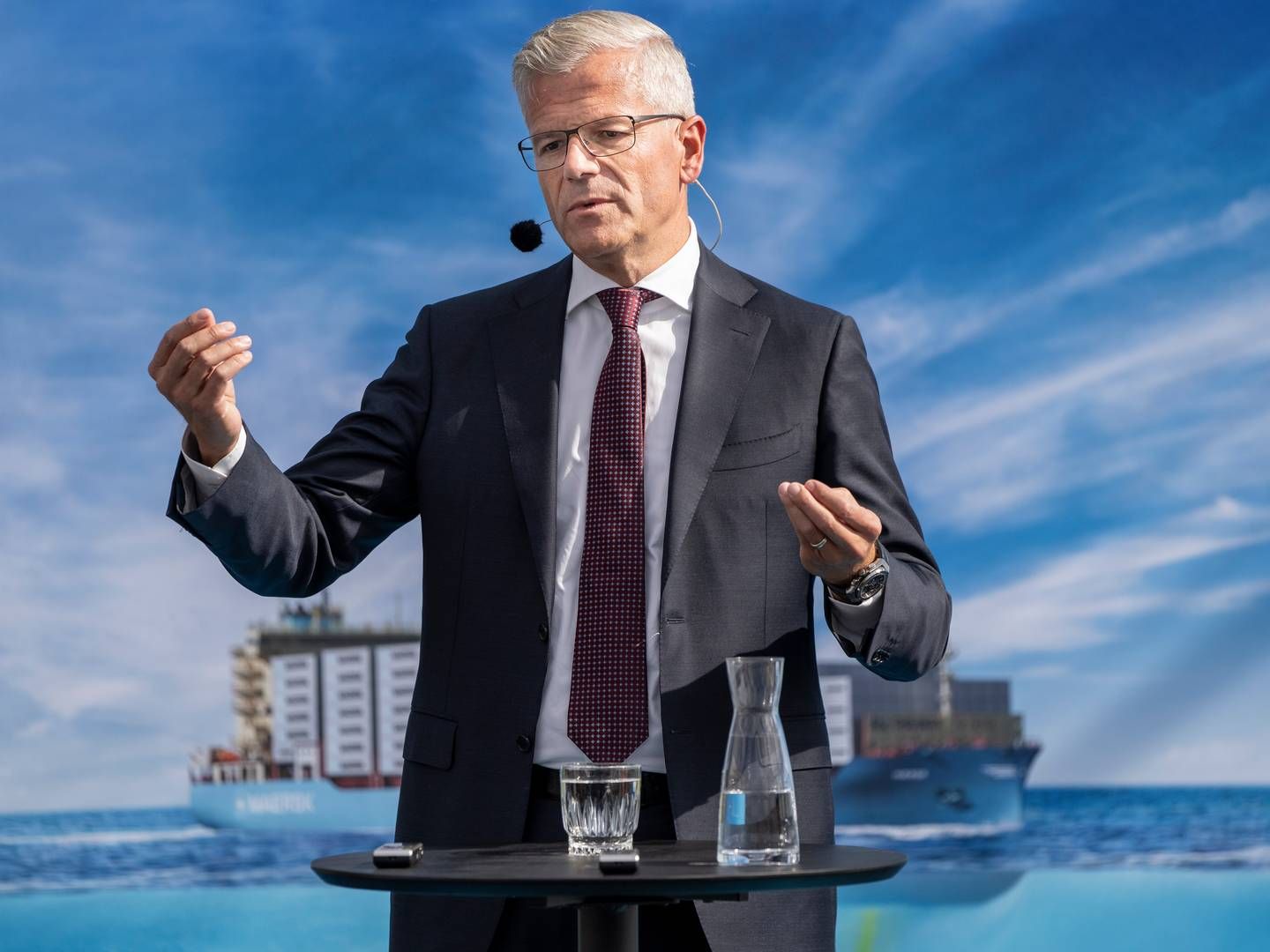 "Det kan være, at vi om nogle få år vil bestille ammoniakdrevne skibe, når teknologien er blevet mere moden," sagde Vincent Clerc, topchef i Mærsk på et pressemøde. | Photo: Mads Claus Rasmussen