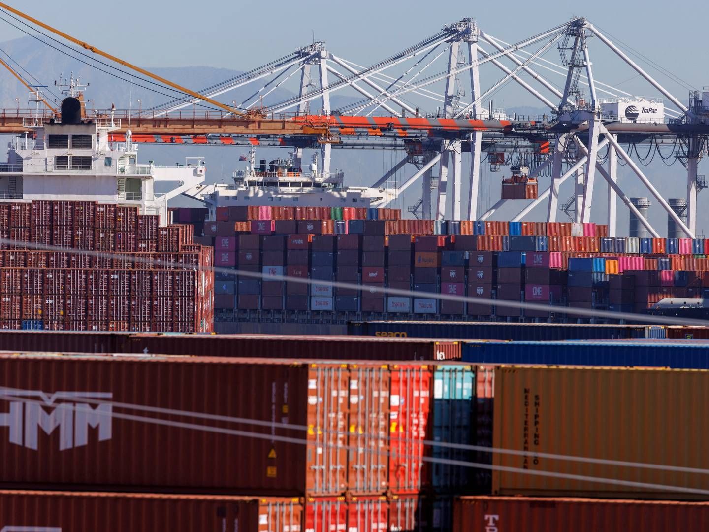 Fragtpriserne på containere fra Kina til amerikanske østkysthavne som f.eks. Philadelphia er dykket i den seneste uge. | Foto: Mike Blake/Reuters/Ritzau Scanpix