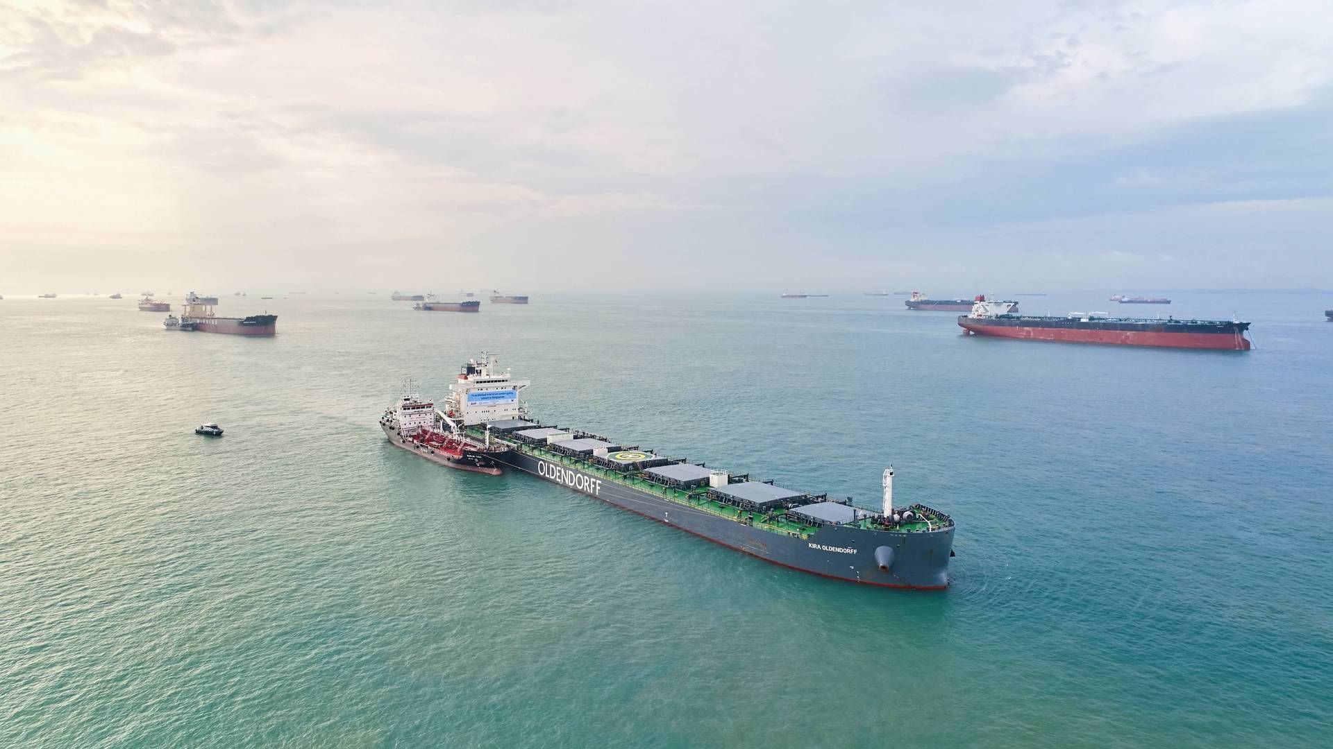 Ud af samlet 4,26 mio. ton skibsbrændstof leveret i Singapore i august var der kun 53.000 ton biobrændstoffer. | Foto: Bhp/reuters/ritzau Scanpix