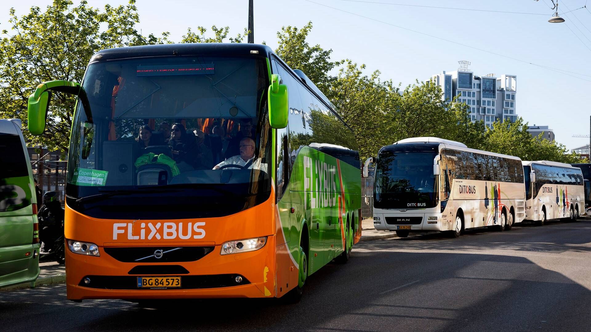 Flixbus kører blandt andet i Danmark. Men om gasbusserne skal køre her i landet vides endnu ikke. | Foto: Finn Frandsen/Ritzau Scanpix