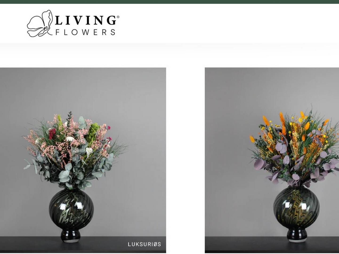 Living Flowers holder til i Hinnerup ved Aarhus, men har onlinesalg til hele Skandinavien.