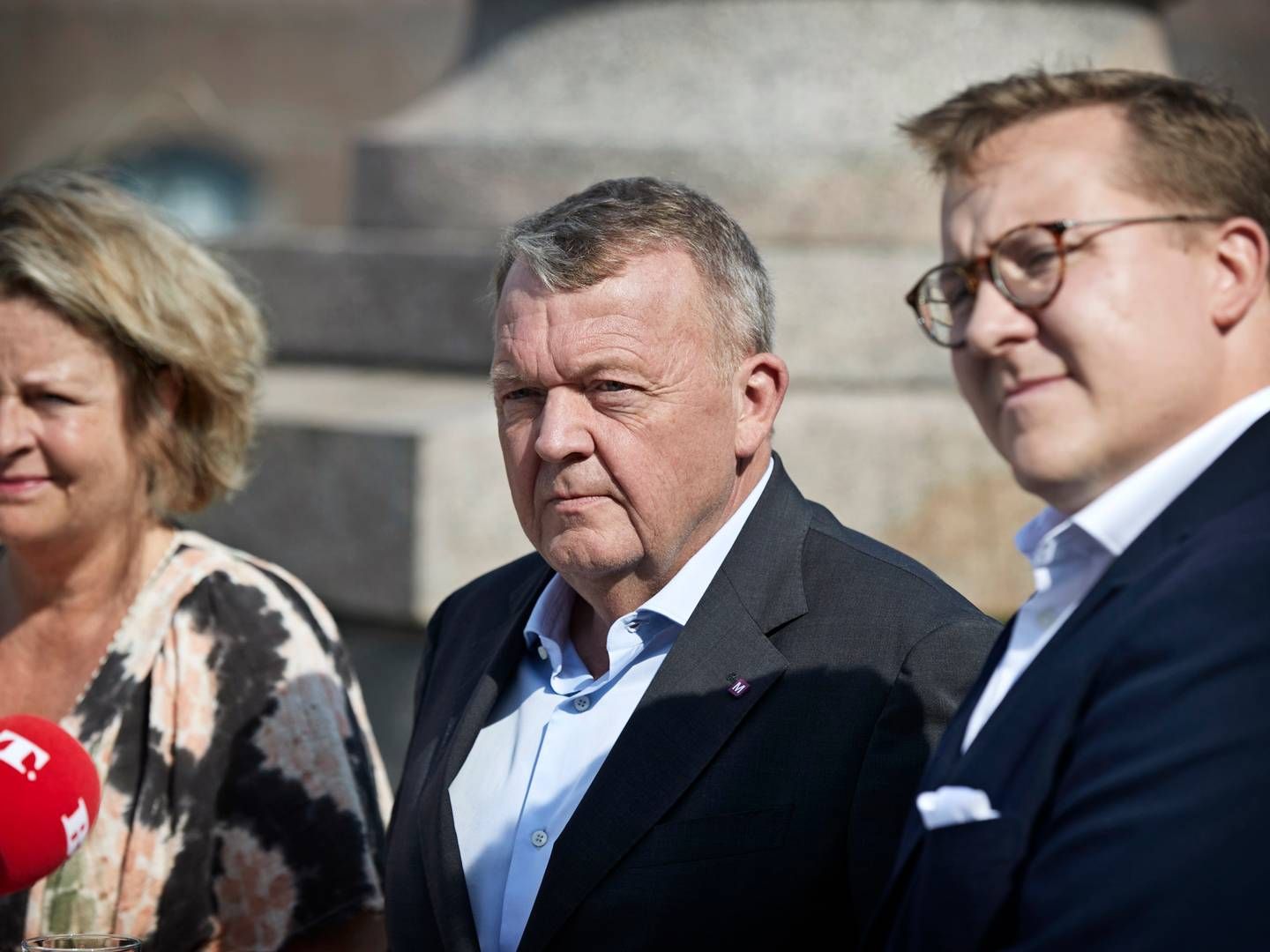 Tidligere på måneden præsenterede Lars Løkke Rasmussen (i midten, red.) Stine Bosse og Bergur Løkke Rasmussen som Moderaternes to største navne på partiets EU-stemmeseddel. | Foto: Jens Dresling