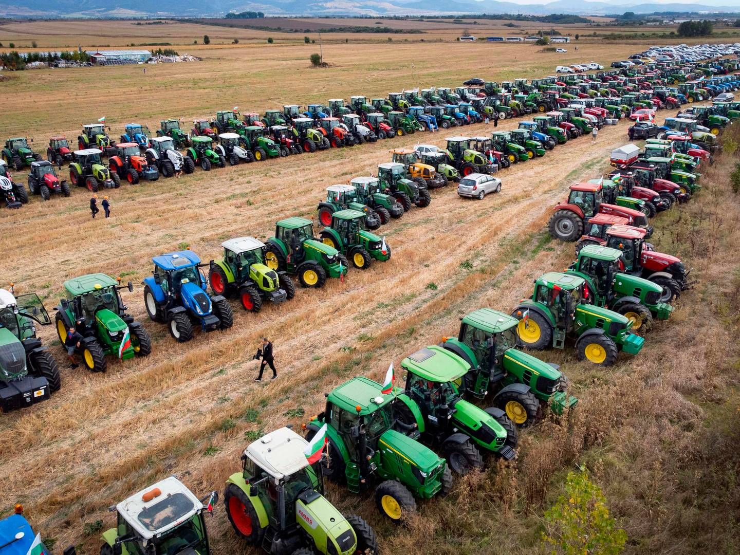 Ukrainsk korn er et varmt emne i flere EU-lande, bl.a. her i Bulgarien, hvor landmænd protesterede forud for EU-importforbuddets udløb tidligere i september. | Foto: Nikolay Doychinov