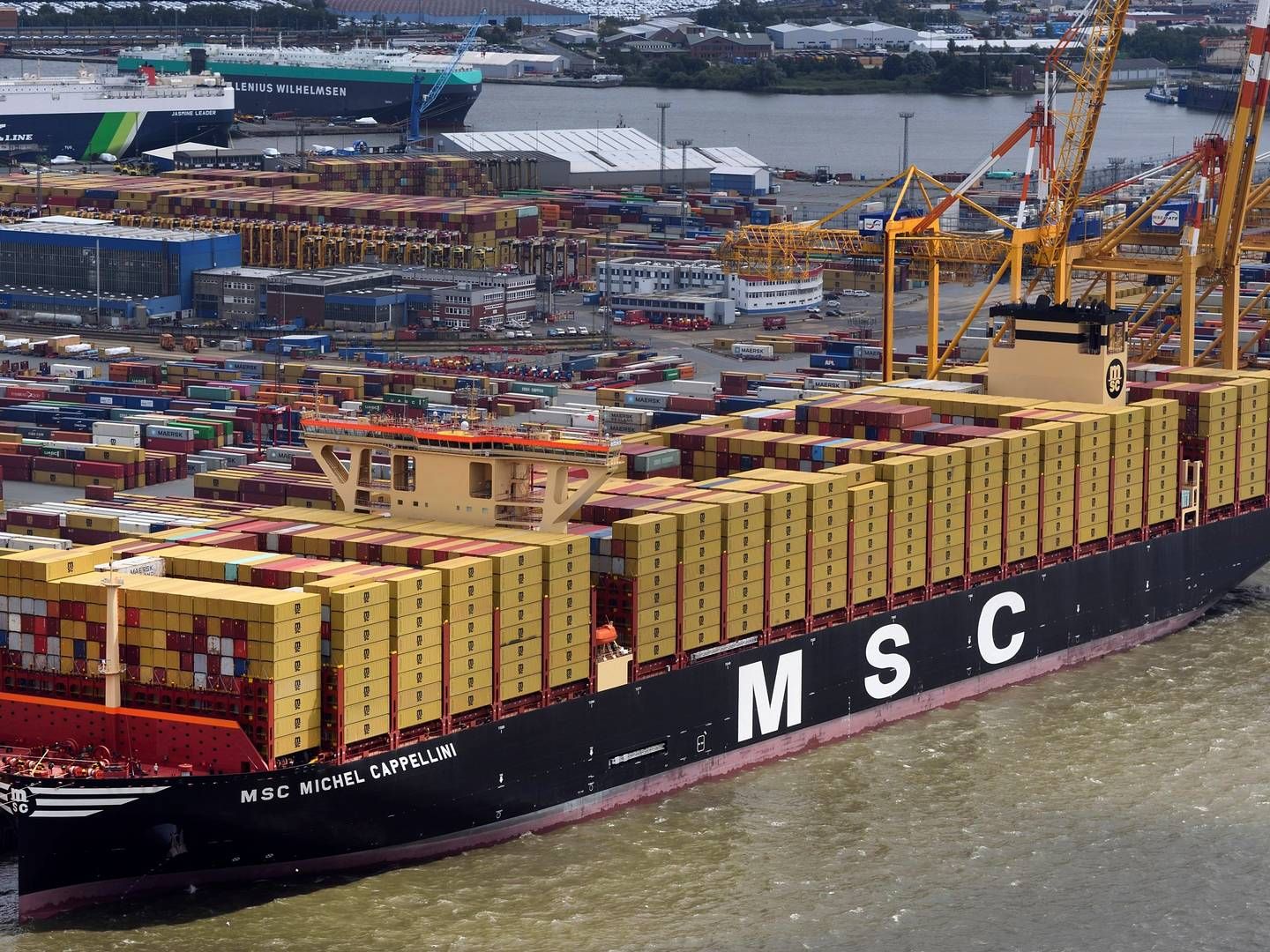Containerskib fra rederiet MSC i den tyske havn Bremerhaven. | Foto: Wolfhard Scheer/AP/Ritzau Scanpix