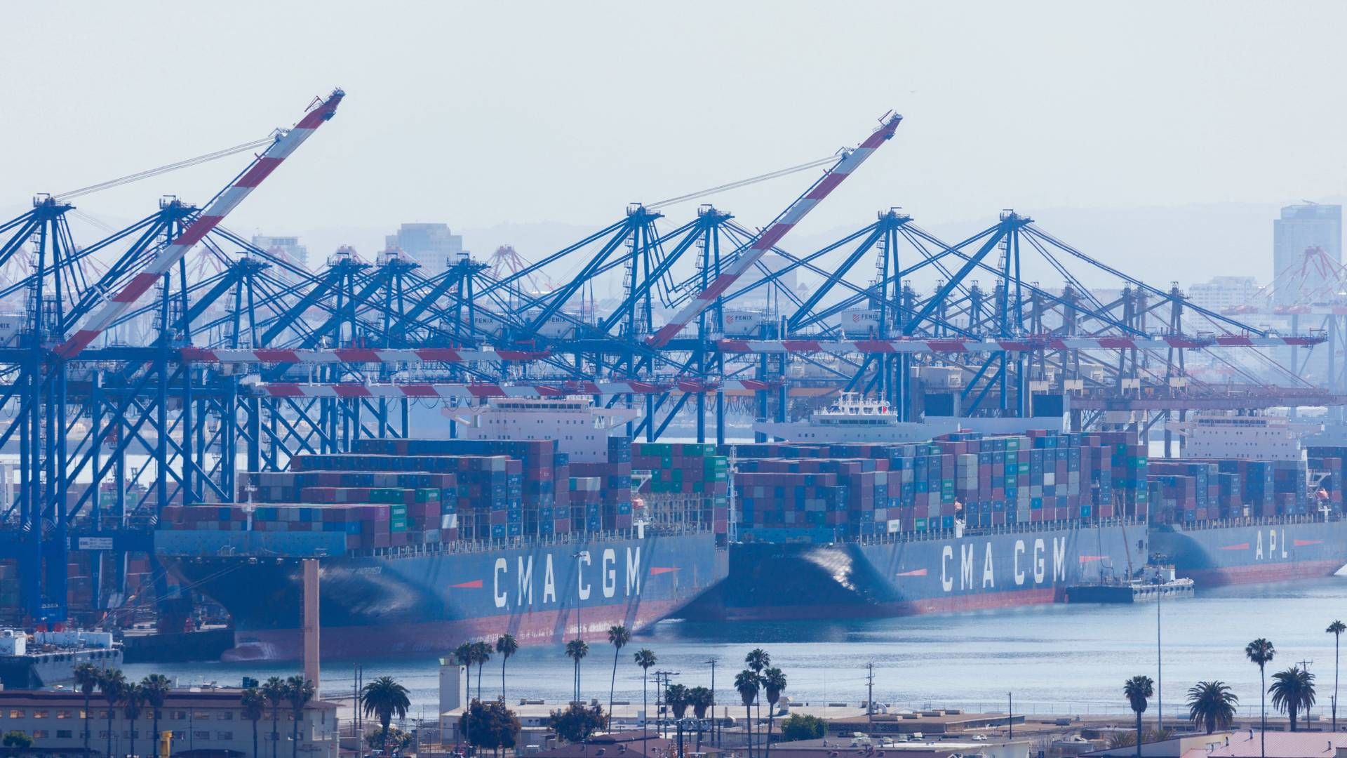 Blandt andet havnen i Los Angeles har været forstyrret af problemer med arbejdsnedlæggelser. | Foto: Mike Blake/Reuters/Ritzau Scanpix