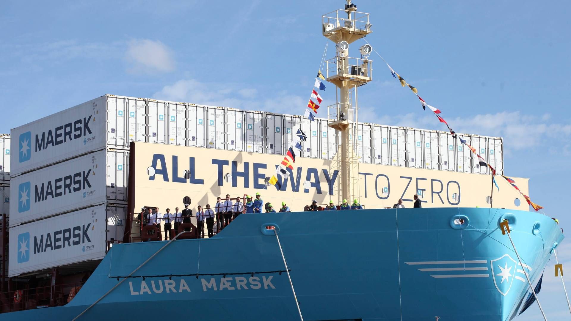 In connection with the christening of Maersk's first methanol-ready ship, the Laura Maersk, A.P. Moller Holding also established the company C2X which will contribute to producing three million tonnes of green methanol annually from 2030. | Photo: Steffen Trumpf/AP/Ritzau Scanpix