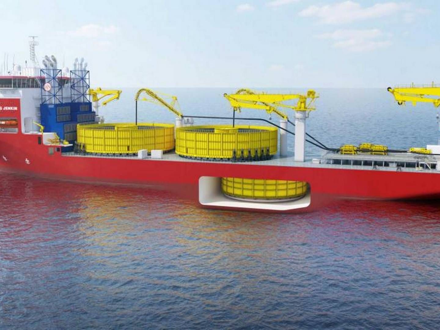 Skibet Fleemig Jenkin bliver verdens største kabellægnings-fartøj, når det leveres i 2026. | Foto: Jan de Nul