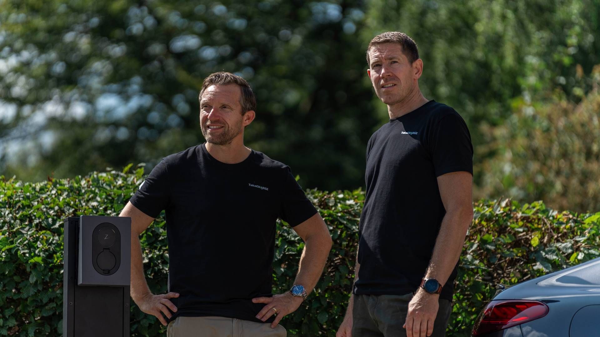 Thomas Rybak (t.v.) og Christian Uttrup (t.h.) har sammen grundlagt ladestanderselskabet Takecharge. | Foto: Pr / Takecharge