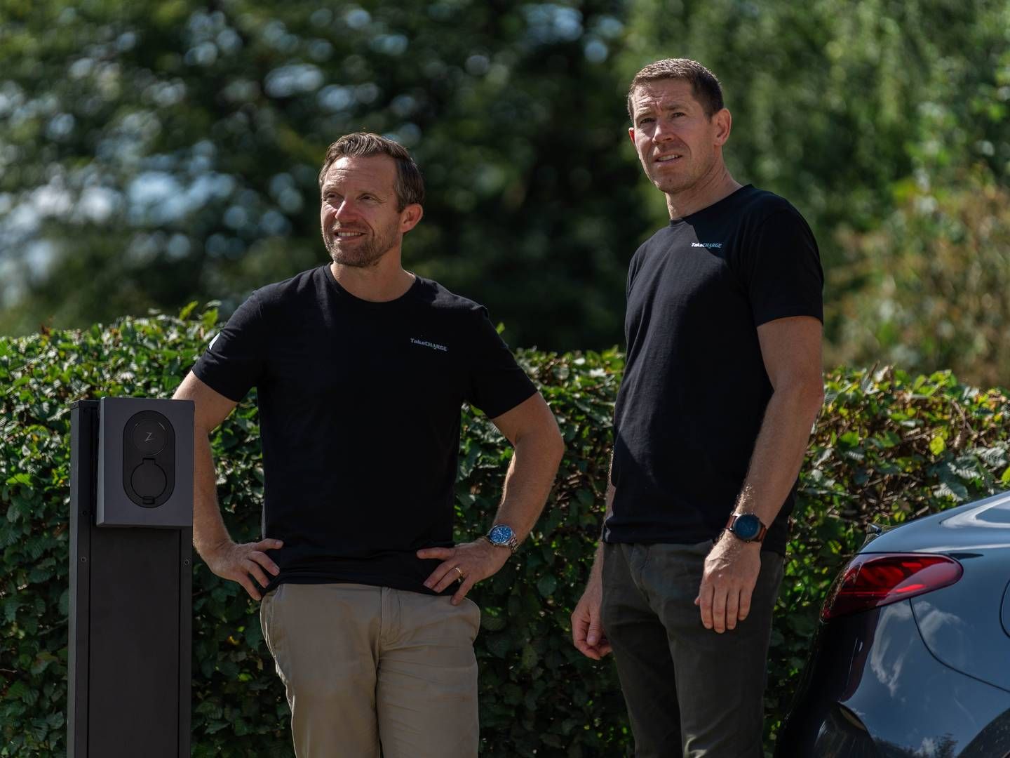 Thomas Rybak (t.v.) og Christian Uttrup (t.h.) har sammen grundlagt ladestanderselskabet Takecharge. | Foto: Pr / Takecharge