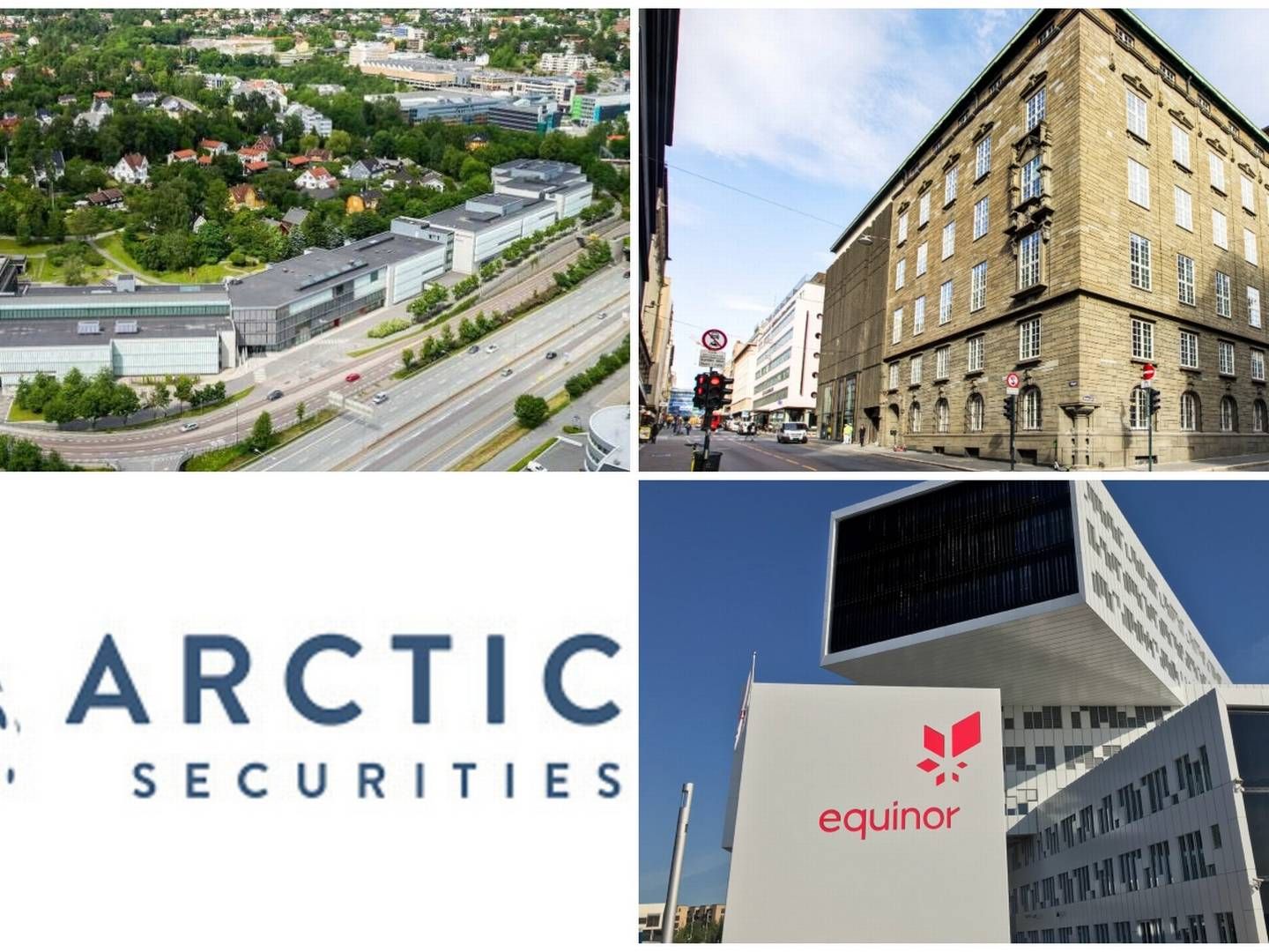 ARCTIC-PROSJEKTER: Lysaker Park, Telegrafen og Equinor-bygget | Foto: Realia, Vedal og Anders Lie Brenna. Collage: EiendomsWatch