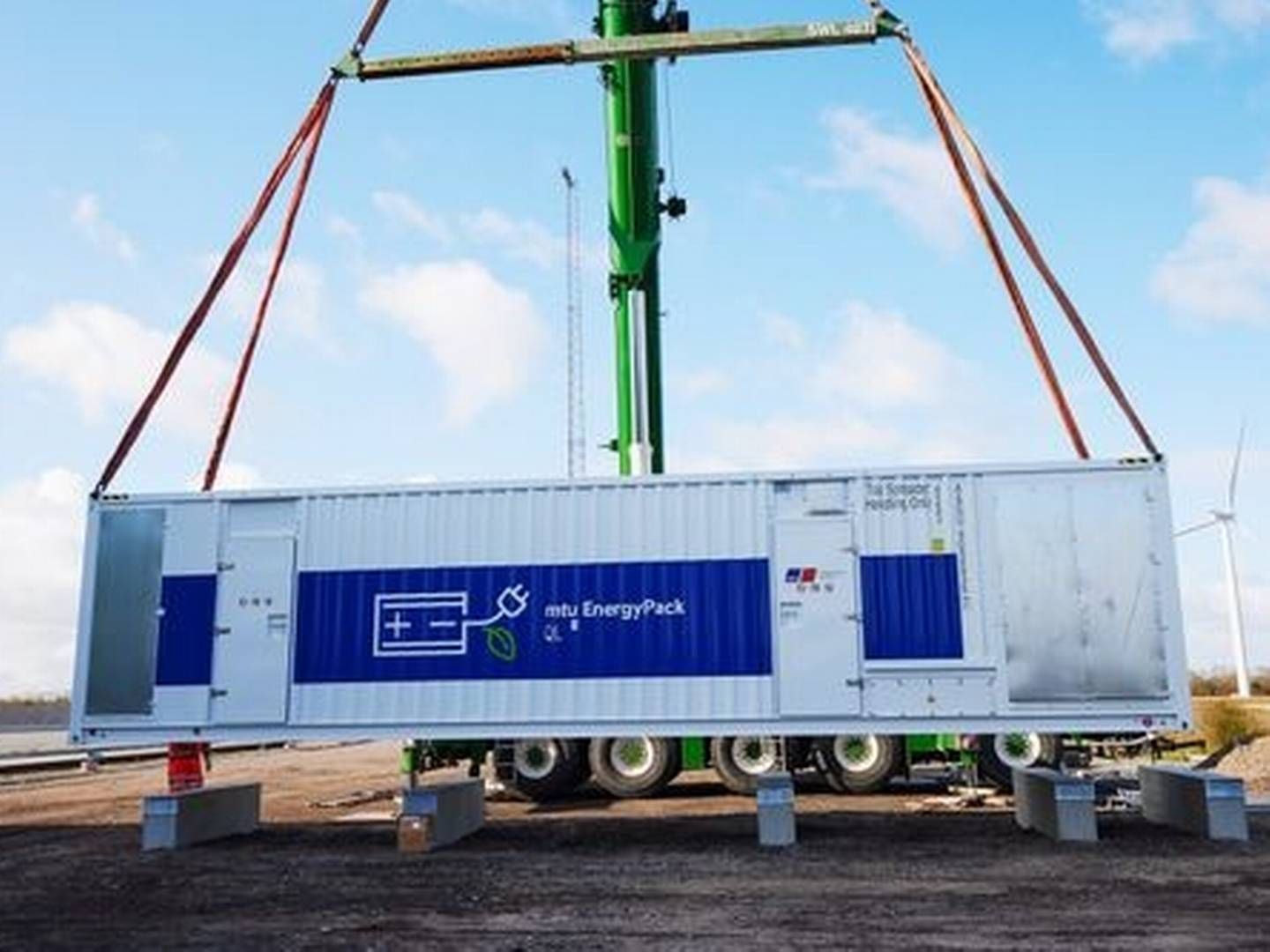 Ewiis batterisystem har en kapacitet på 2 megawatt og 2,2 megawatt-timer og fylder en 40 fods container, som står placeret hos Lindø Offshore Renewables Center på Fyn. | Foto: Blitz 77