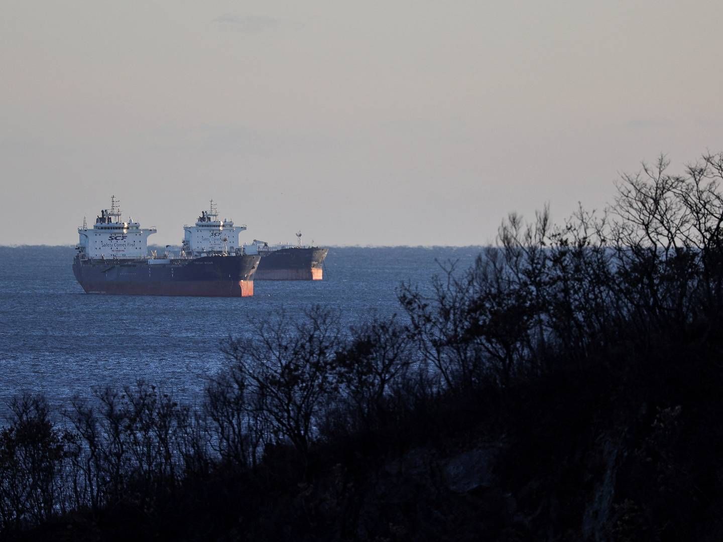 Tankskibe ligger ved anker i Nakhodka Bay i Rusland. Skibene har ingen relation til de sanktionerede selskaber. | Foto: Tatiana Meel/Reuters/Ritzau Scanpix