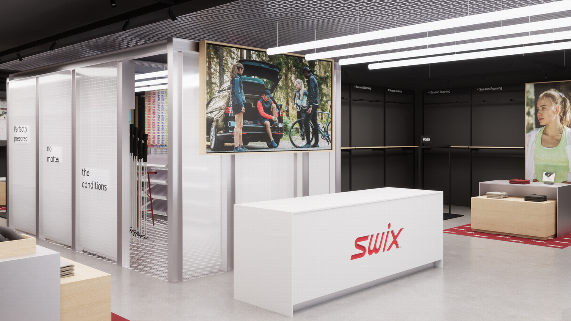 PILOTBUTIKK: Make Studio står bak designet til den nye Swix-butikken på Kvadrat i Sandnes. | Foto: Make Studio