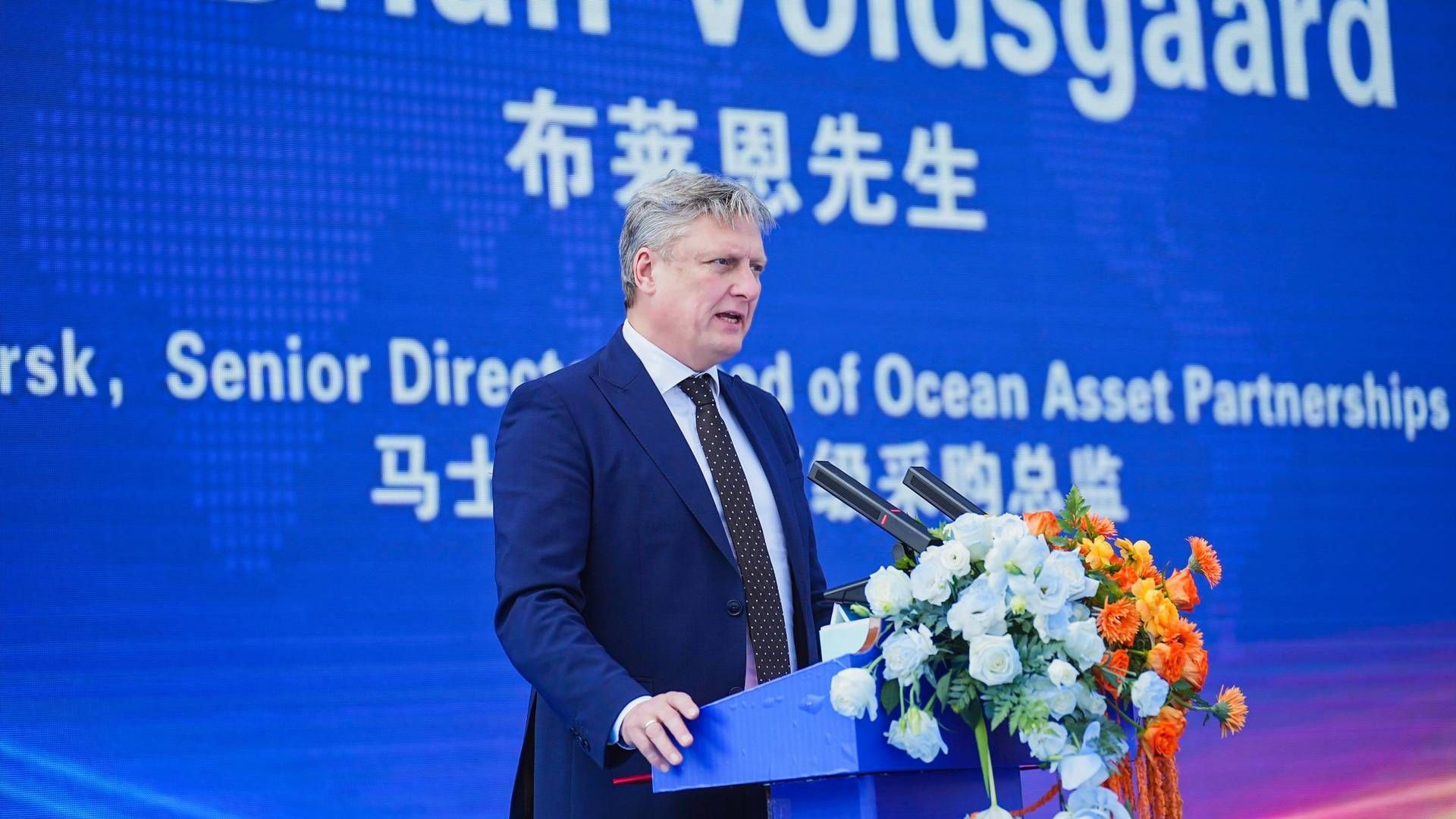 Brian Voldsgaard, der er Mærsk Groups indkøbsdirektør, var med til ceremonien i Shanghai, hvor aftalen officielt blev underskrevet. | Foto: Zhoushan Xinya maersk