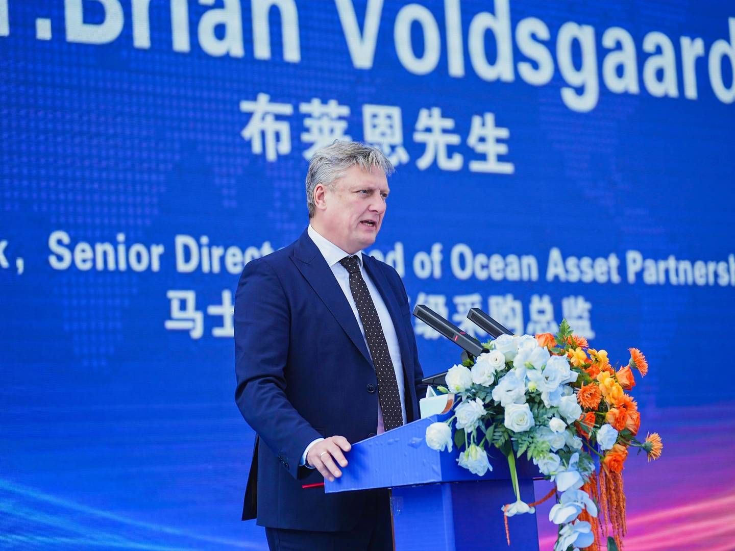 Brian Voldsgaard, der er Mærsk Groups indkøbsdirektør, var med til ceremonien i Shanghai, hvor aftalen officielt blev underskrevet. | Foto: Zhoushan Xinya maersk