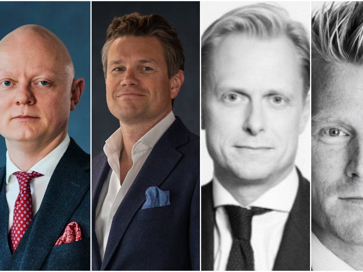 LØNNSFEST: Disse fire har totalt tjent over 150 millioner kroner de siste tre årene. Fra venstre: Kristoffer Røhne, Bjørn Gustav ter Jung, Stig Børli Edvardsen og Martin Solem. | Foto: Artic Securities / LinkedIn. Collage: EiendomsWatch