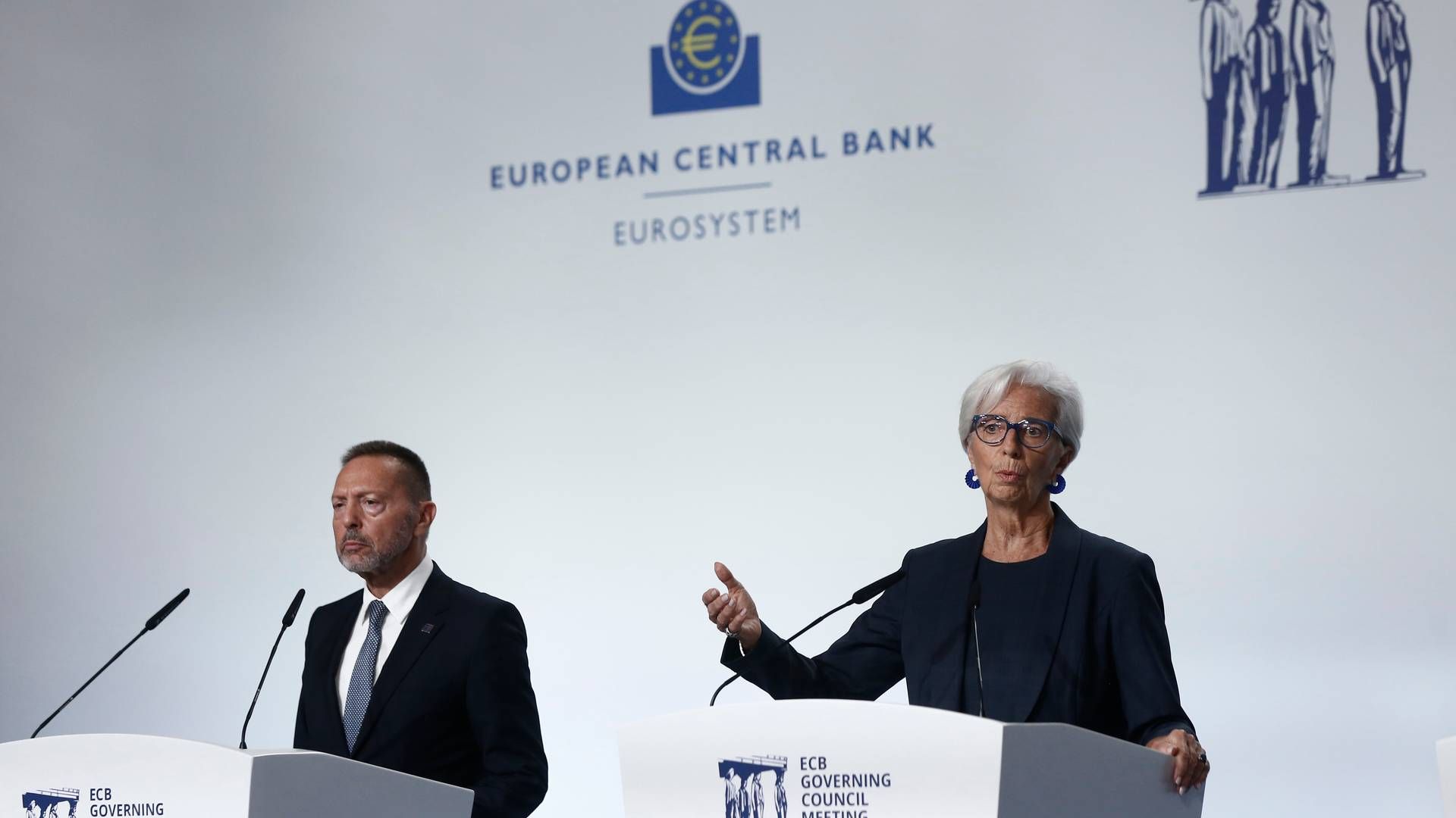 EZB-Präsidentin Christine Lagarde und der griechische Notenbank-Chef Yannis Stournaras.