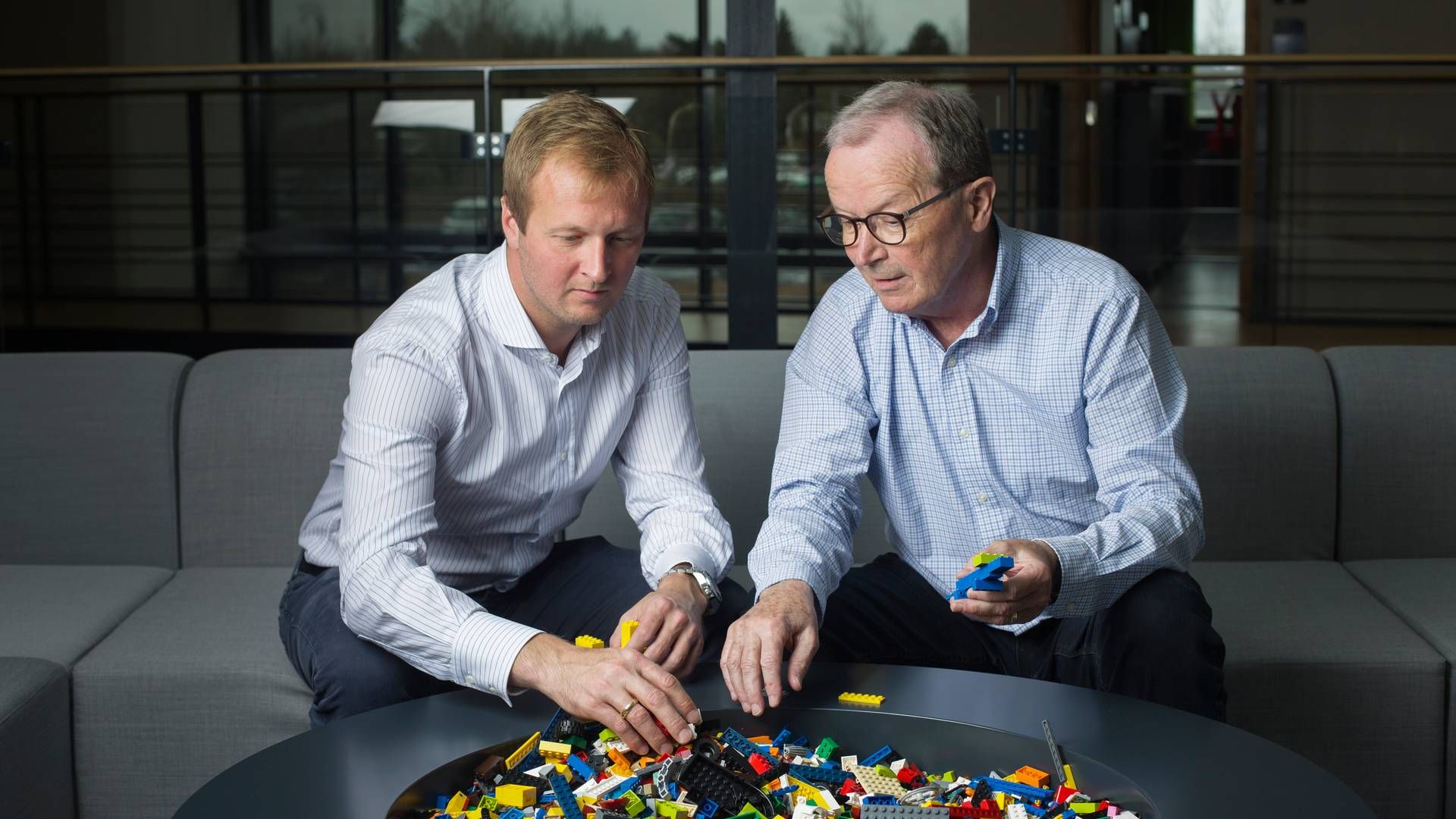 Lego-familiens Thomas Kirk Kristiansen og Kjeld Kirk Kristiansen. | Foto: Mathias Svold