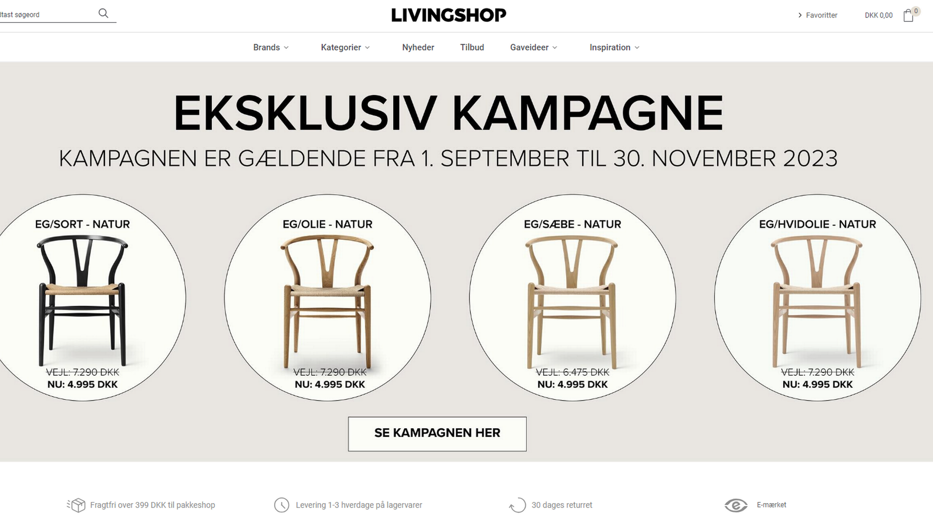 Inside Living driver foruden en klassisk designbutik også webshoppen livingshop.dk. | Foto: Screenshot