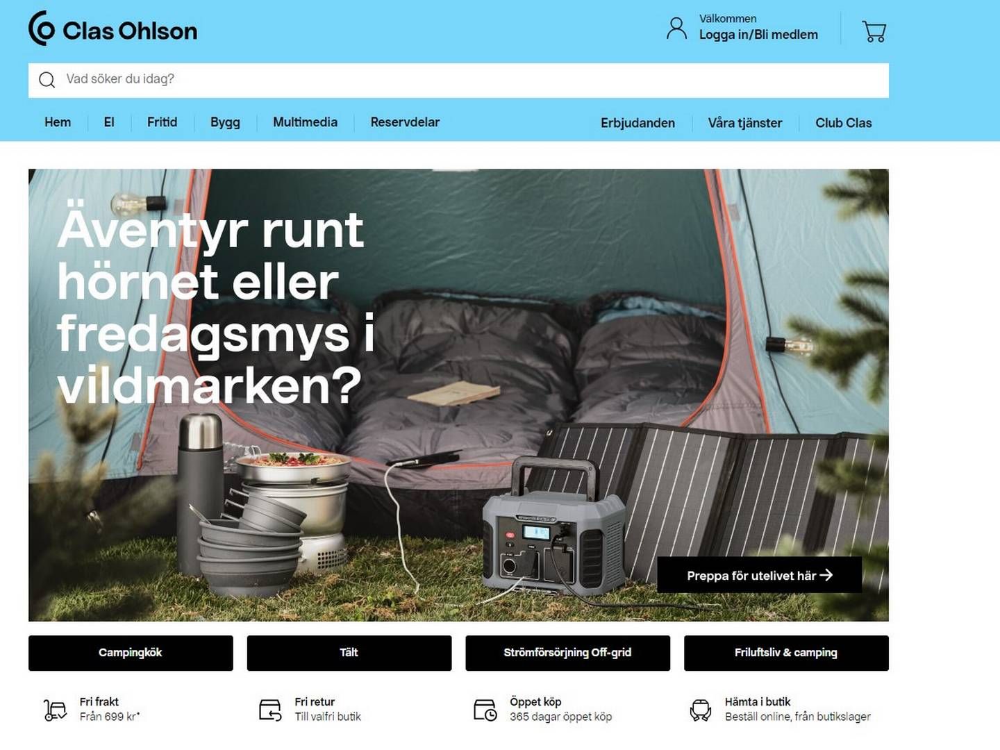 Clas Ohlson sælger produkter til hjemmet, elektronik og produkter til fritidsinteresser. | Foto: Udklip af clasohlson.com