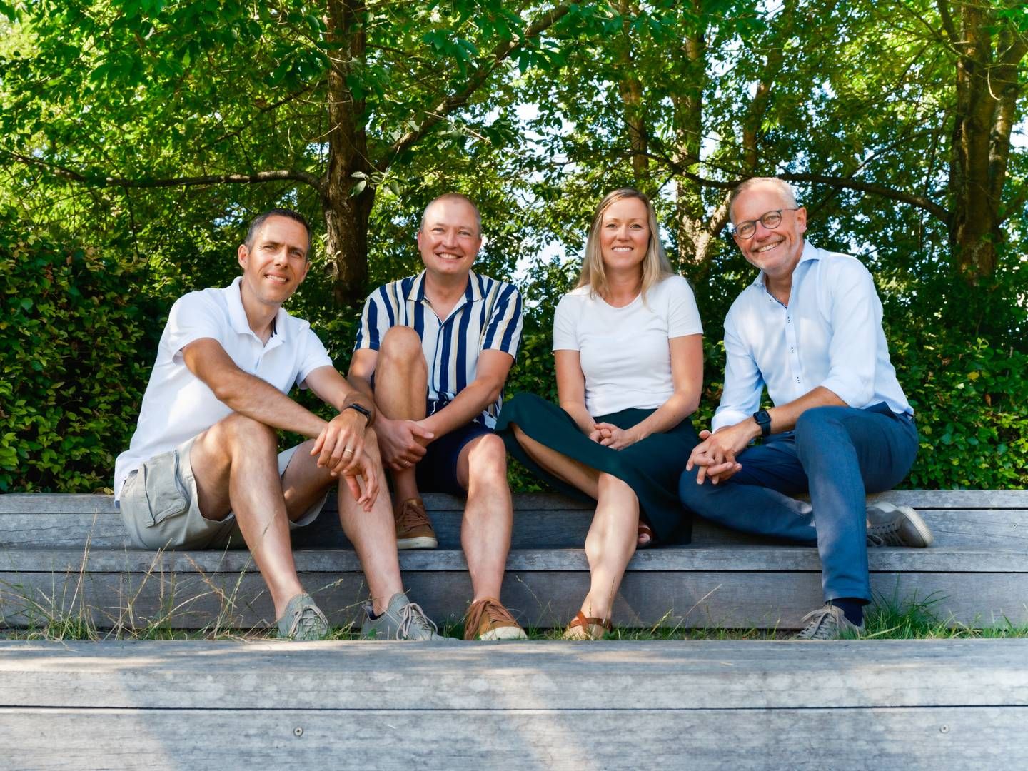 fra venstre: Lars Peter Ilsø Larsen, Erik Hougaard, Henriette Høj Gharib and Klavs Vejlang - stifterne af Podster. | Foto: Pr / Podster