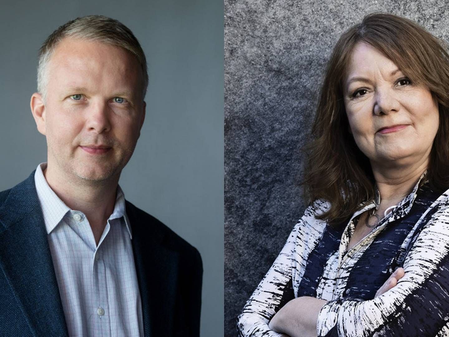 Jakob Thorgaard er næstformand i Finansforbundet (tv) og Charlotte Hougaard er landsformand i Forsikringsforbundet. | Foto: Pr