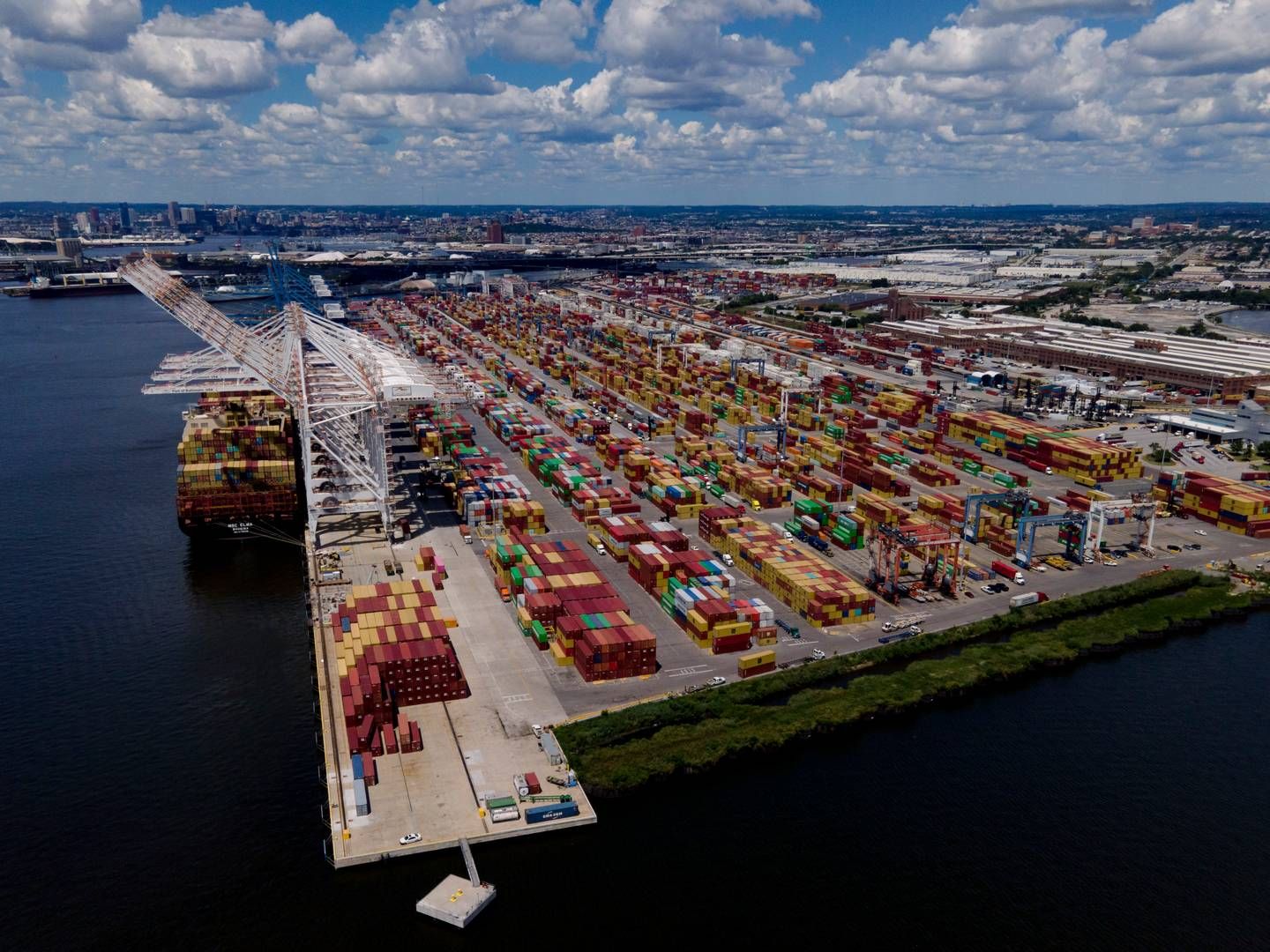 Port of Baltimore i Maryland på den amerikanske østkyst. | Foto: Julio Cortez/AP/Ritzau Scanpix