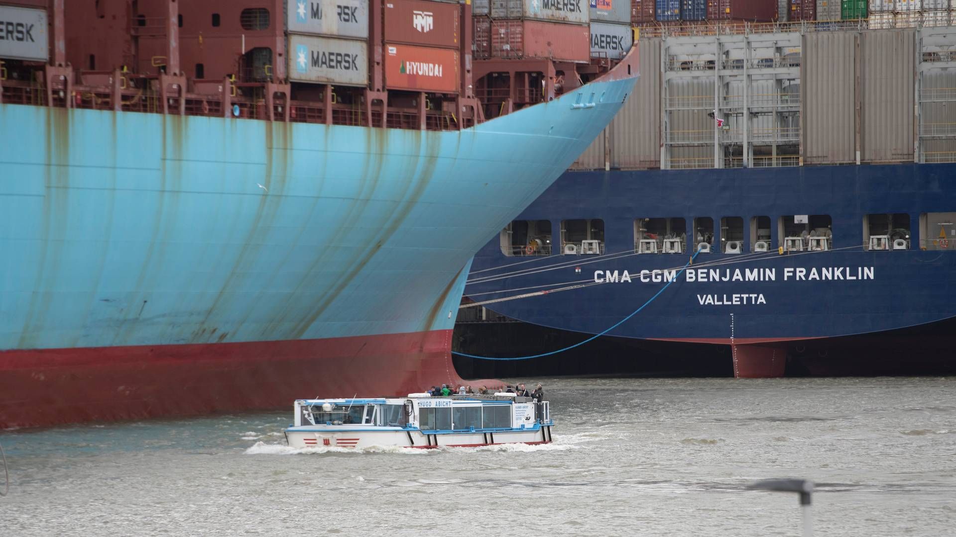 De store containerrederier underbyder hinanden for at fylde deres skibe på et tidspunkt, hvor efterspørgslen på transport falder, og udbuddet af skibe stiger. | Foto: Malte Ossowski/AP/Ritzau Scanpix