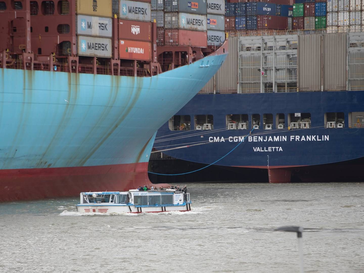 De store containerrederier underbyder hinanden for at fylde deres skibe på et tidspunkt, hvor efterspørgslen på transport falder, og udbuddet af skibe stiger. | Photo: Malte Ossowski/AP/Ritzau Scanpix