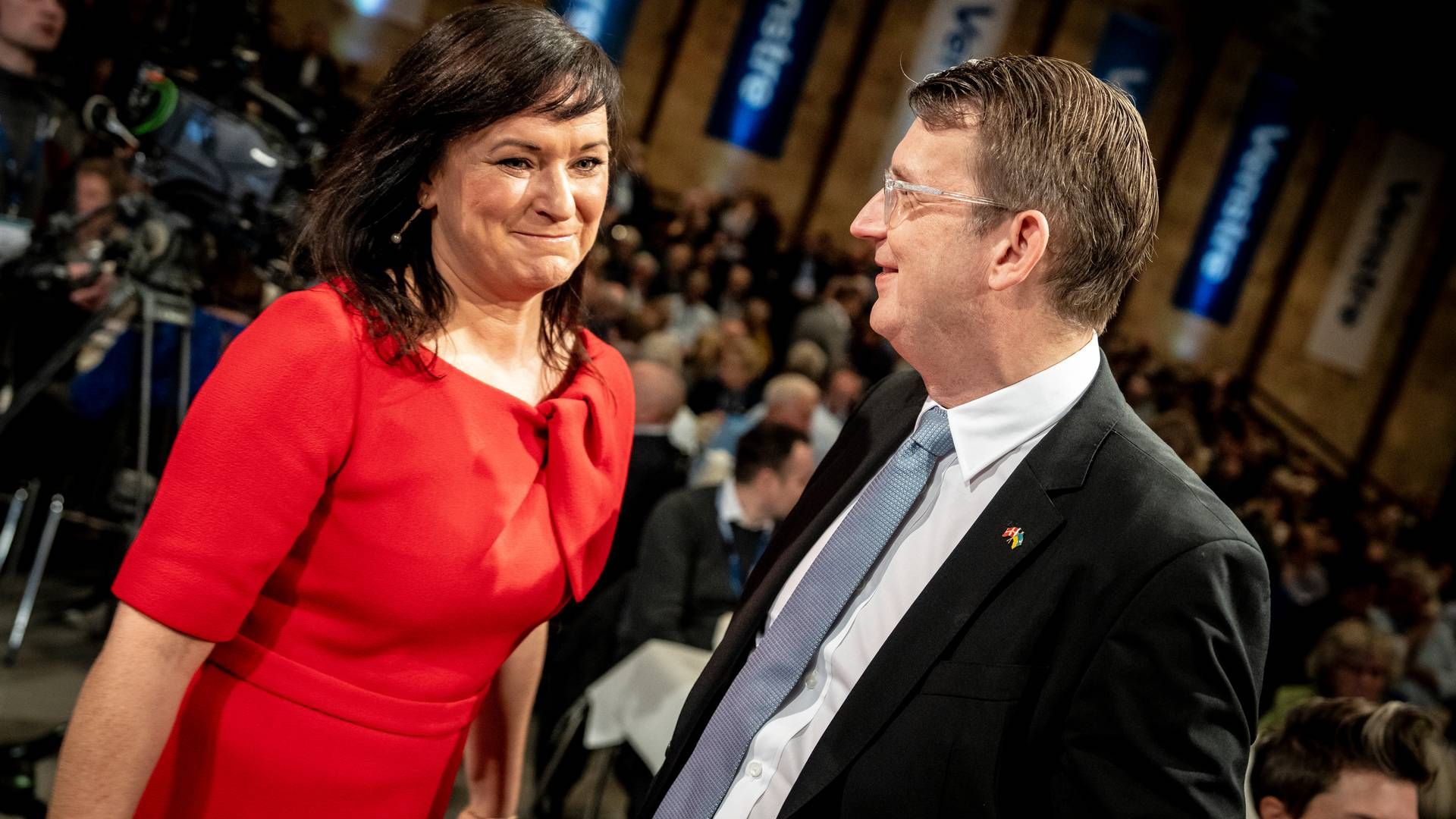 Troels Lund Poulsen og Sophie Løhde i forbindelse med at Venstre holder Landsmøde i Herning Kongrescenter, lørdag den 18. november 2023. | Foto: Mads Claus Rasmussen
