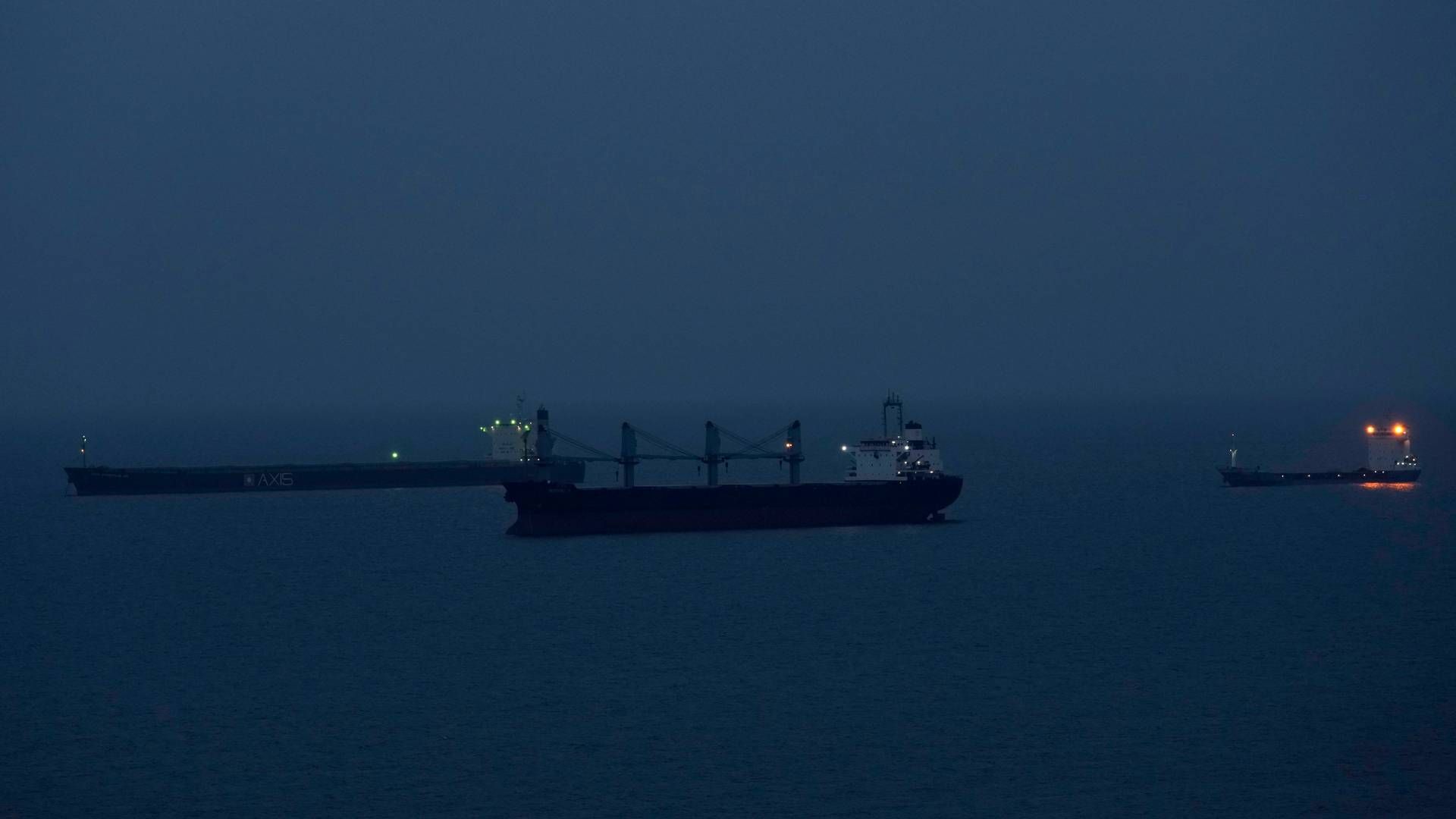 Tørlastskibe i Sortehavet på vej mod Tyrkiet. | Foto: Khalil Hamra/AP/Ritzau Scanpix