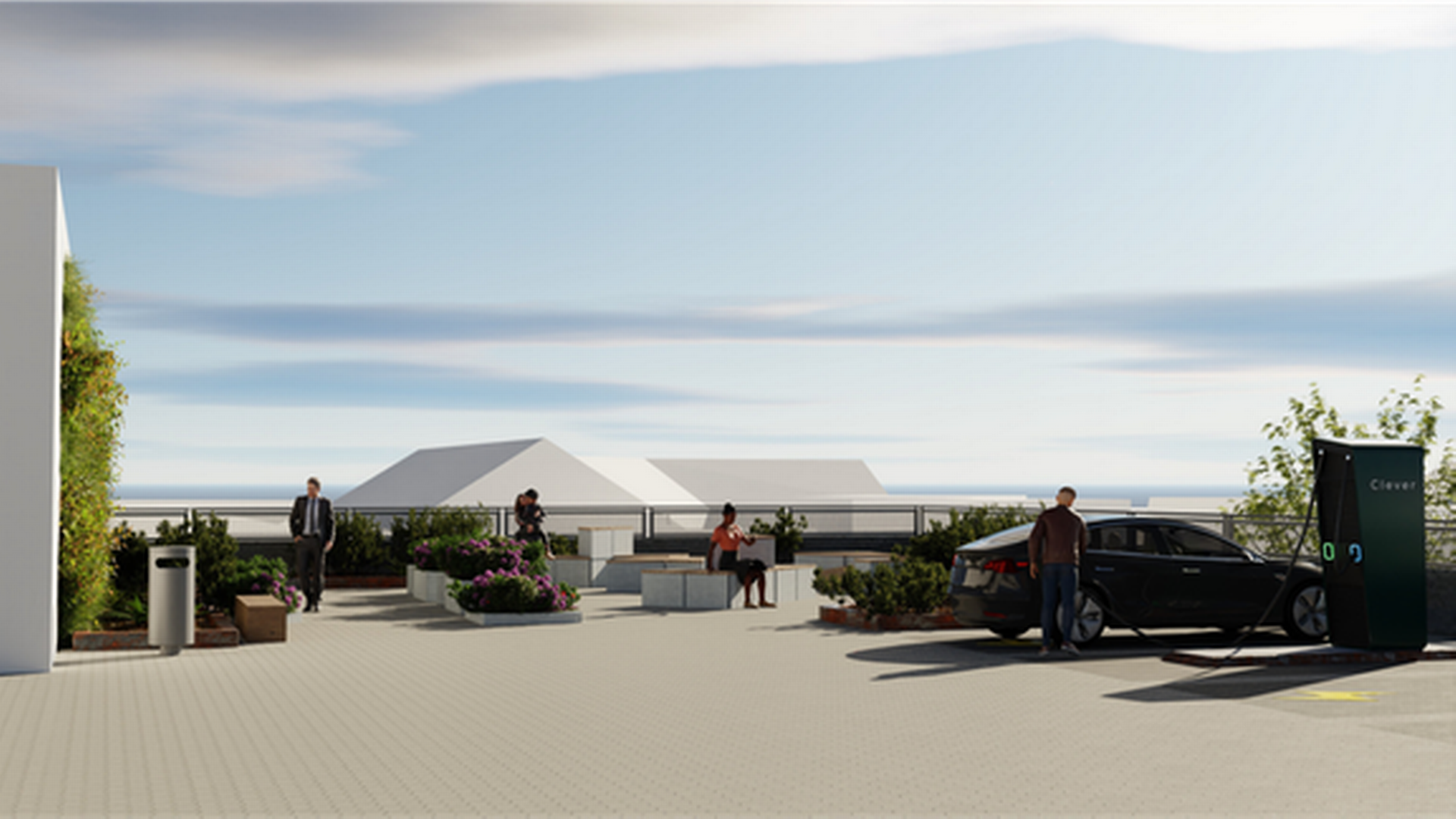 Den nye ladepark vil ligge på toppen af Storcenter Nord. | Foto: Salling Group/Pr