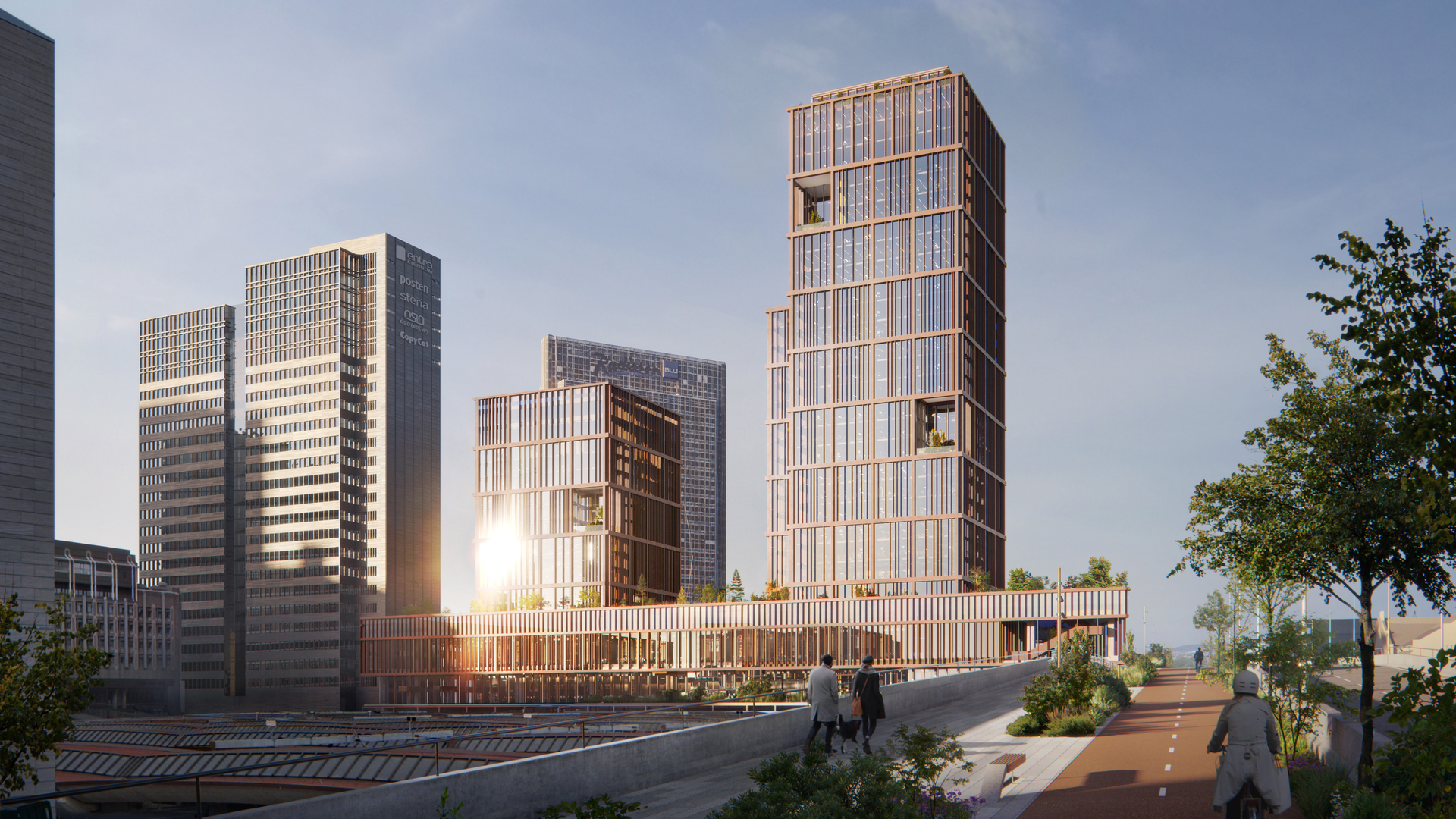 I sin lange række af projekter er C.F. Møller bl.a. involveret i Oslo Horisont, der er et transformationsprojekt på i alt 82.000 kvm centralt i Oslo ved siden af banegården. Visualisering: Rodeo Arkitekter / Nordic Office of Architecture / C.F. Møller Architects
