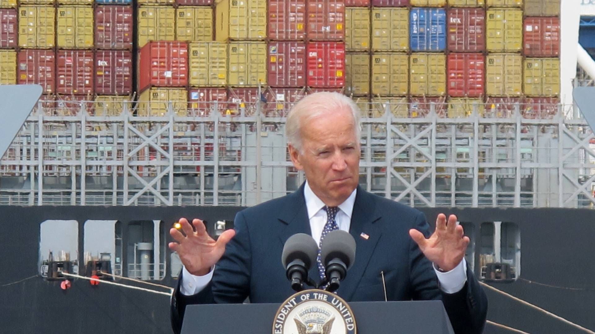 Udmeldingen om det amerikanske besøg kommer i kølvandet på, at den amerikanske præsident, Joe Biden, tidligere på året meldte ud, at man ville investere tre mia. dollar i udviklingen af CO2-neutrale havne. | Foto: Brian Witte/AP/Ritzau Scanpix