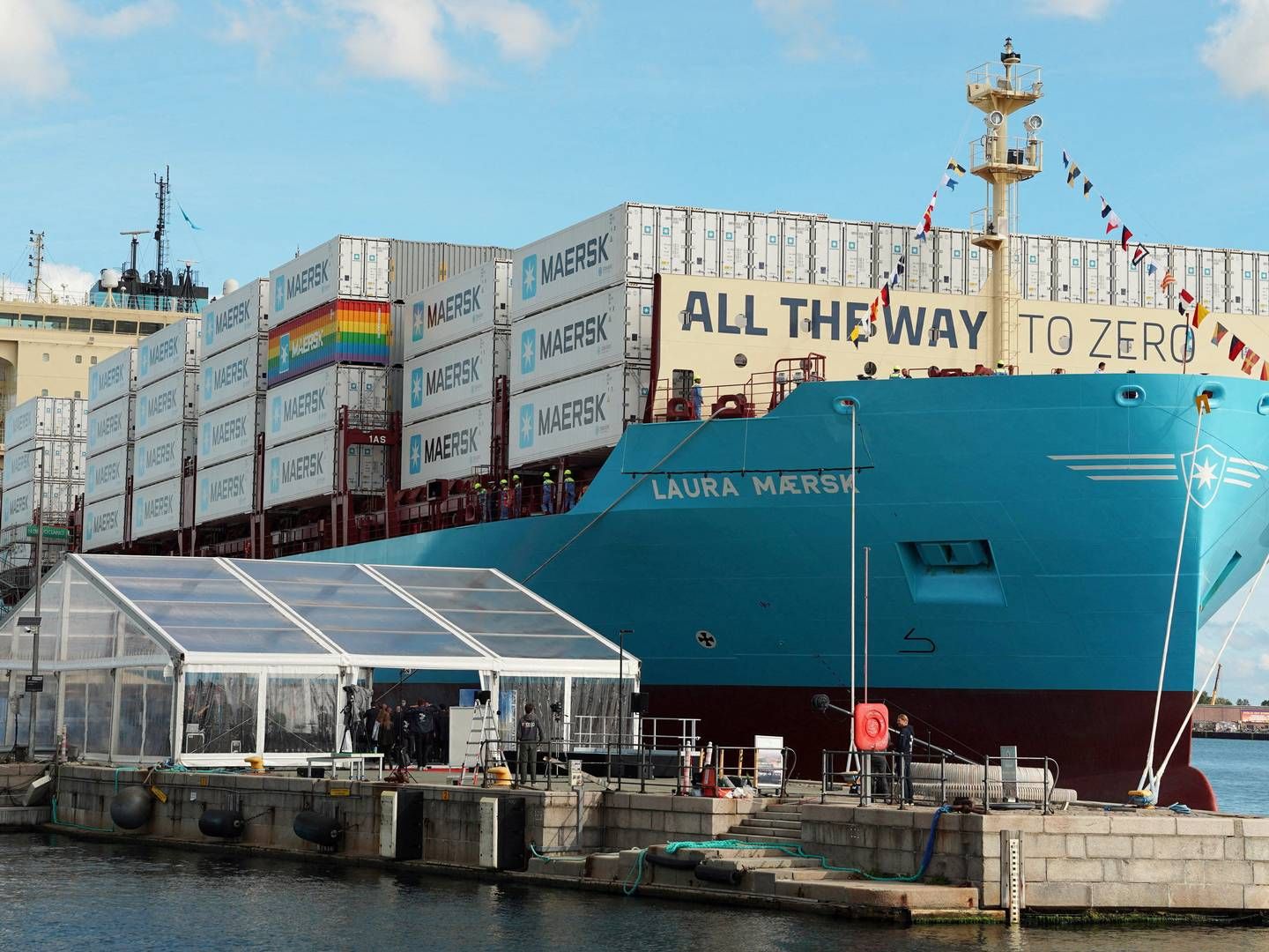 55 pct. af ordrebogen for containerskibe (4,1 mio. teu) er udstyret med alternative brændstoffer, mens 3,7 pct. af den eksisterende flåde (1 mio. teu) er udstyret med alternative brændstoffer, skriver HSBC. | Foto: Tom Little/Reuters/Ritzau Scanpix