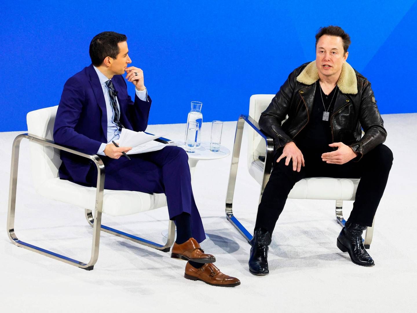 Elon Musk holdte ikke igen i sin kritik af annoncører, der har trukket sig fra X, ved en bogmesse onsdag. | Foto: Michael M. Santiago/AFP/Ritzau Scanpix
