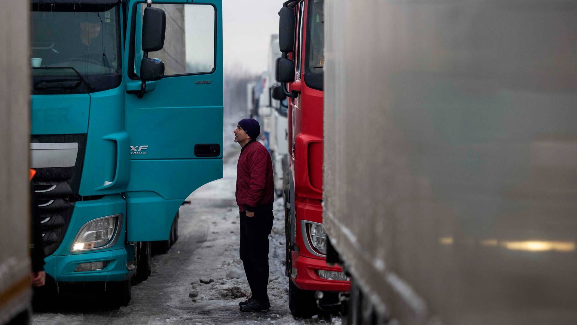 Billede fra blokade ved polsk grænse | Foto: Wojtek Radwanski/AFP/Ritzau Scanpix