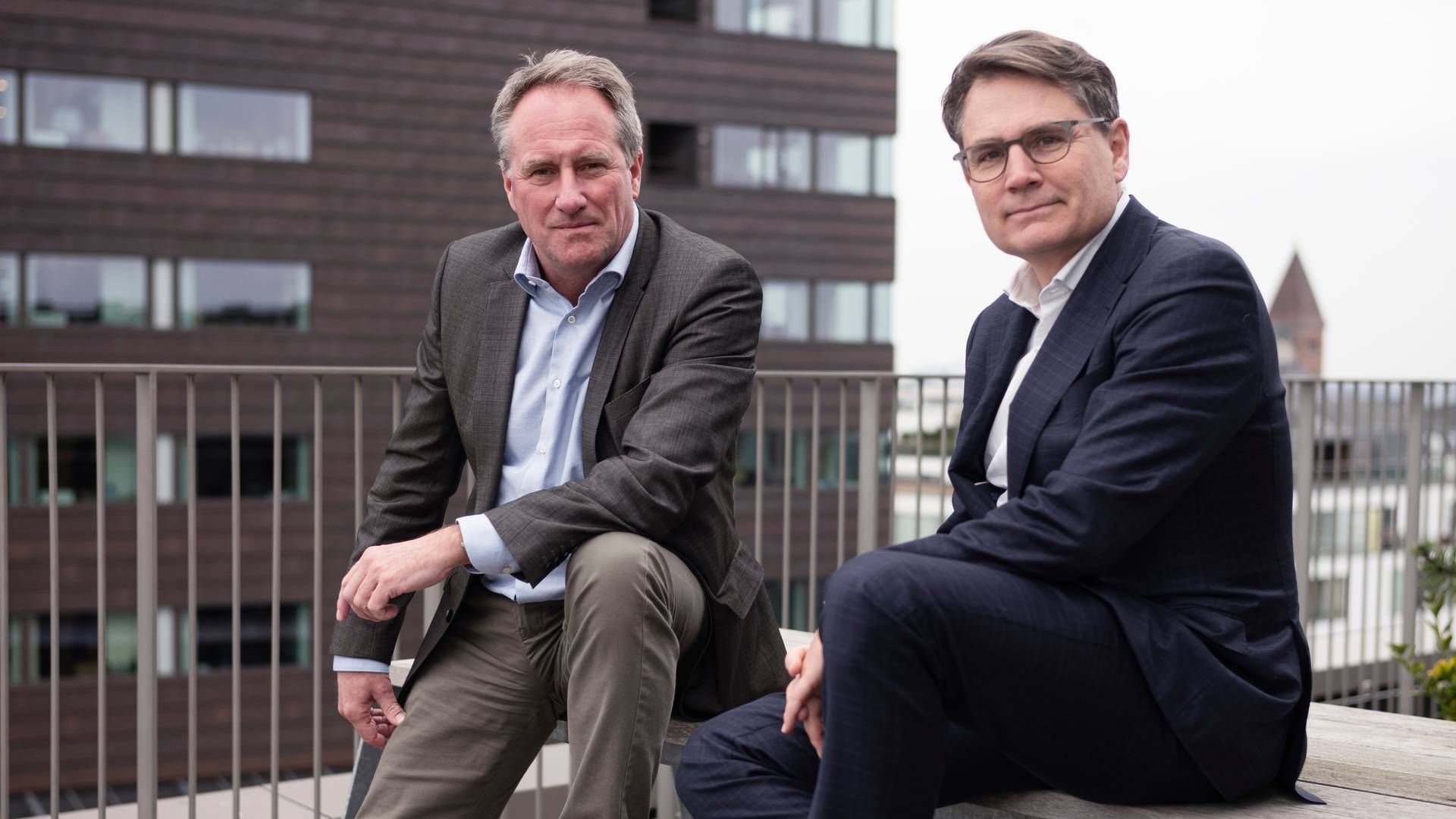 Topcheferne fra Dansk Industri og Dansk Erhverv, Lars Sandahl Sørensen og Brian Mikelsen, ser gode takter i klimaaftale. | Foto: Sofia Busk