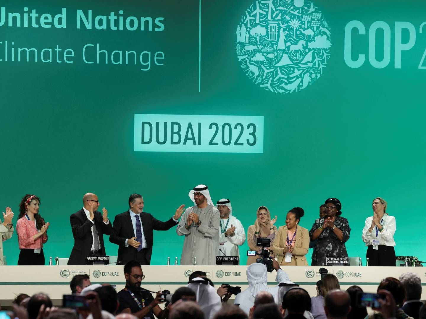 FN's klimakonference COP28, som foregik i ørkenstaten Dubai, sluttede efter 14 dages forhandlinger med en aftale på mødets aller sidste dag. | Foto: Amr Alfiky/Reuters/Ritzau Scanpix