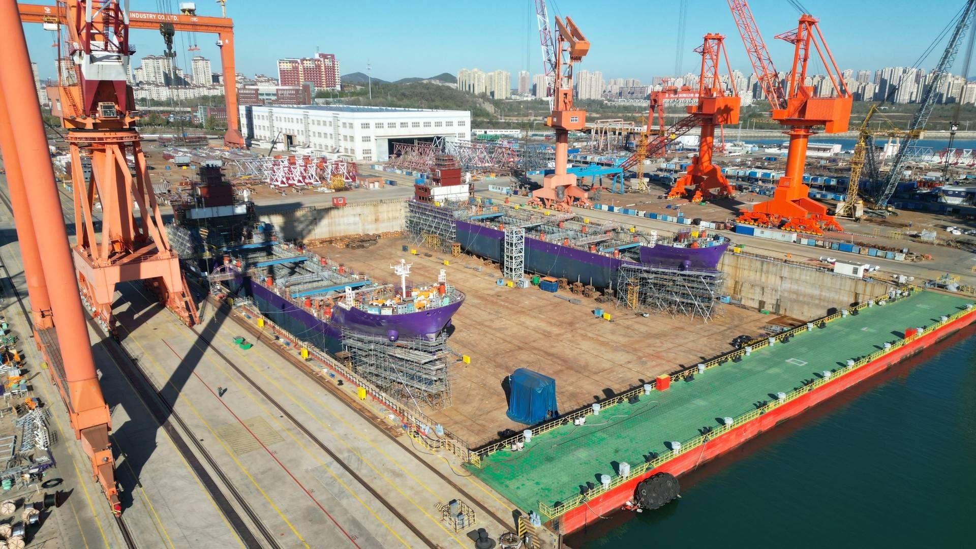 Bernhard Schultes første CO2-tanker vil blive bygget af Dalian Shipbuilding Offshore i Kina, der i forvejen er i gang med at bygge tre søsterskibe til CO2-transport for virksomheden Northern Lights. | Foto: Schulte Group