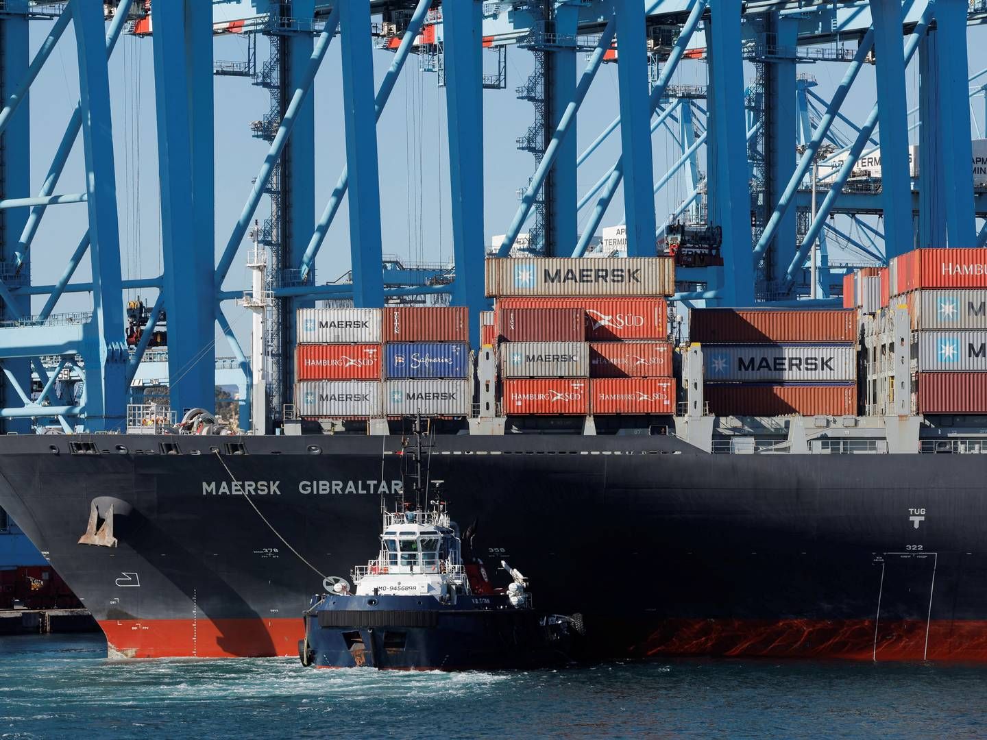The container ship Maersk Gibraltar, which on Thursday suffered a failed missile attack from the Houthi militant rebel movement in Yemen.