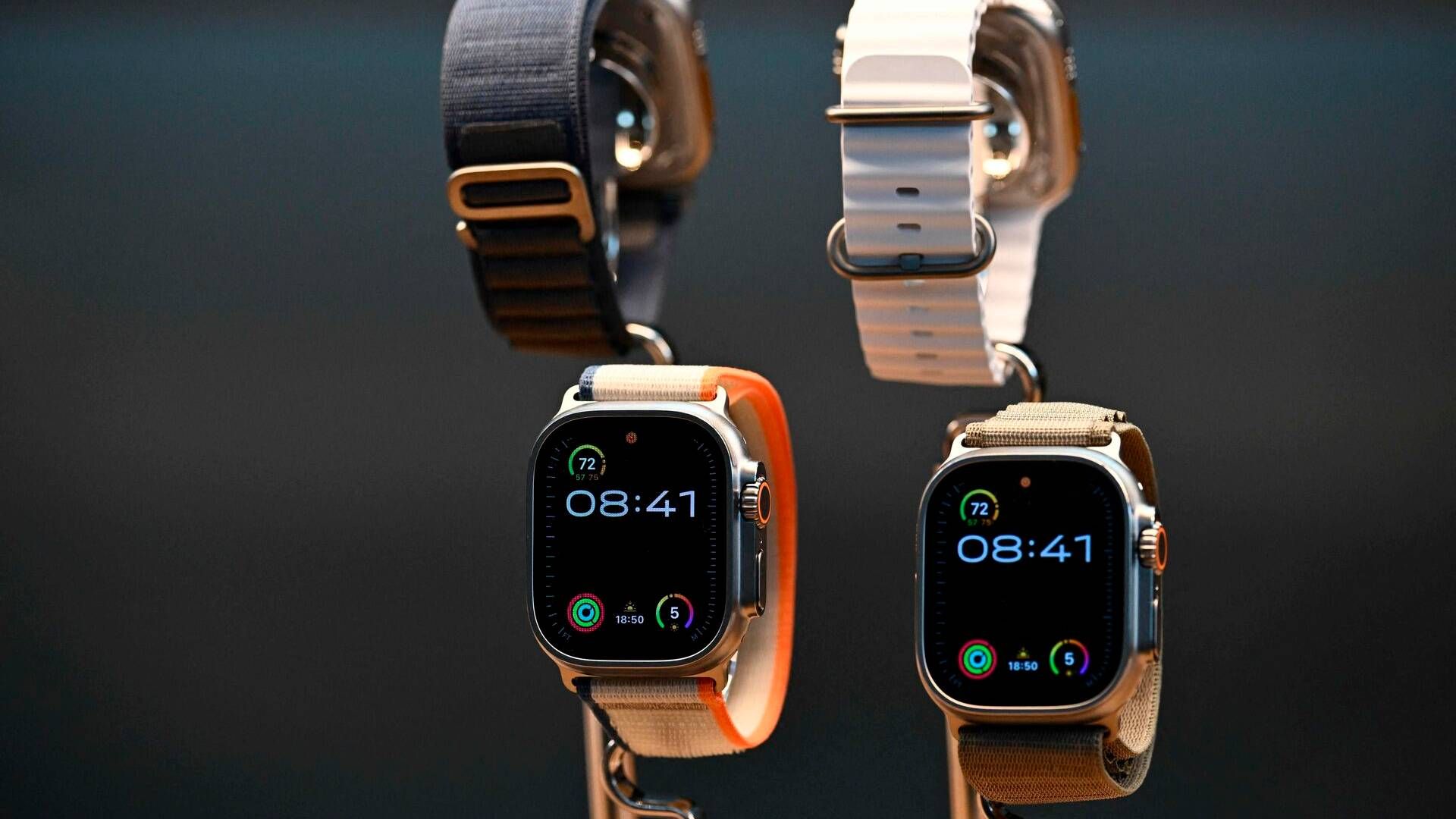 Det er Apple Watch Series 9 og Apple Watch Ultra 2, der anklages for at krænke Masimos patent. | Foto: Patrick T. Fallon/afp/ritzau Scanpix