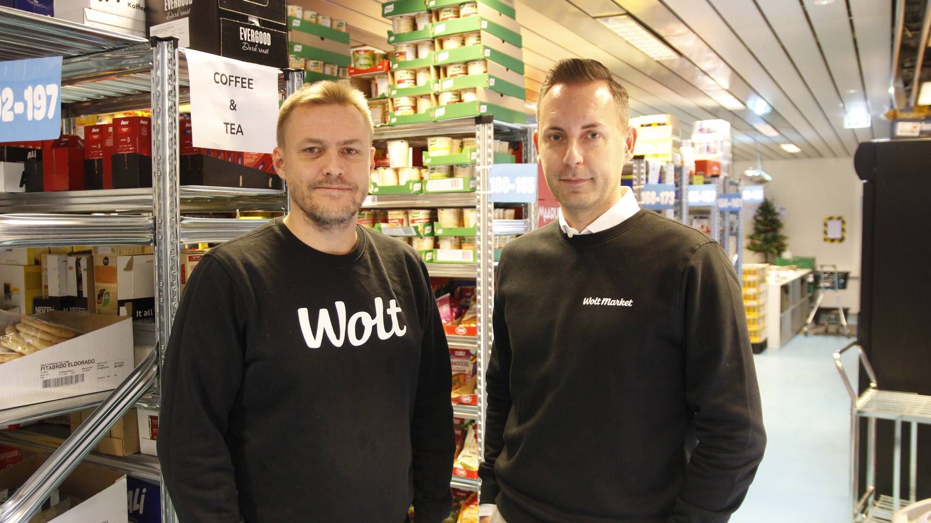 Kommersiell sjef i Wolt Norge Terje Forbord (t.v.) og daglig leder i Wolt Market Joachim Schwartzbach tror på at kvikk leveranse vil gjøre Wolt til et kjøpesenter i lomma. | Foto: Øystein Engh