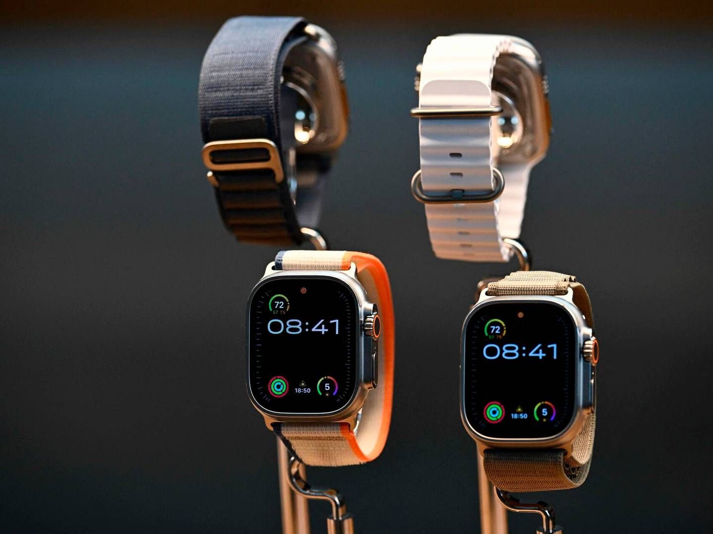 Det er Apple Watch Series 9 og Apple Watch Ultra 2, der anklages for at krænke Masimos patent. | Foto: Patrick T. Fallon/afp/ritzau Scanpix