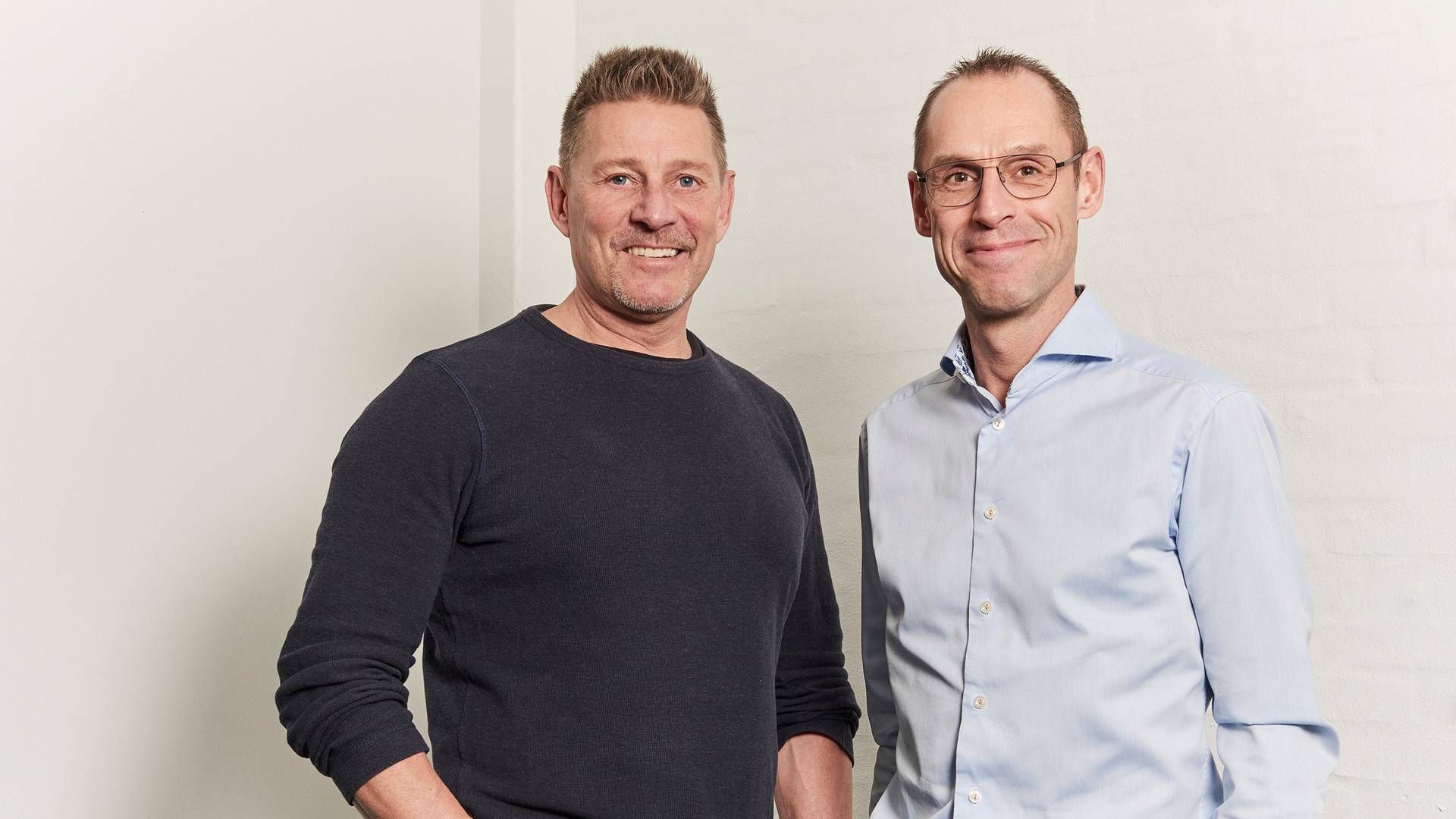Michael Nederby (tv) og Erik Andreæ grundlagde Brands4kids i 2006 og er fortsat i selskabet efter frasalget til den hollandske kapitalfond Standard Investment i 2022. | Foto: Brands4kids/pr