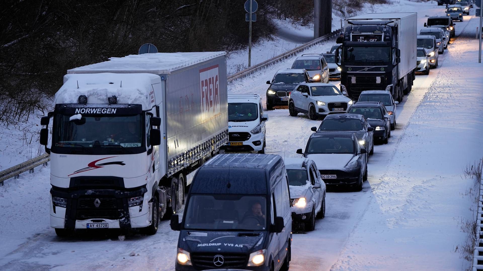 ”Der er jo ingen, der er tjent med, at lastbiler holder stille og blokerer trafikken,” siger Konservatives Niels Flemming Hansen. | Foto: Bo Amstrup/Ritzau Scanpix